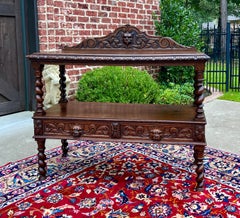 Antique French Sideboard Server Console Sofa Table Barley Twist Tiger Oak 19C
