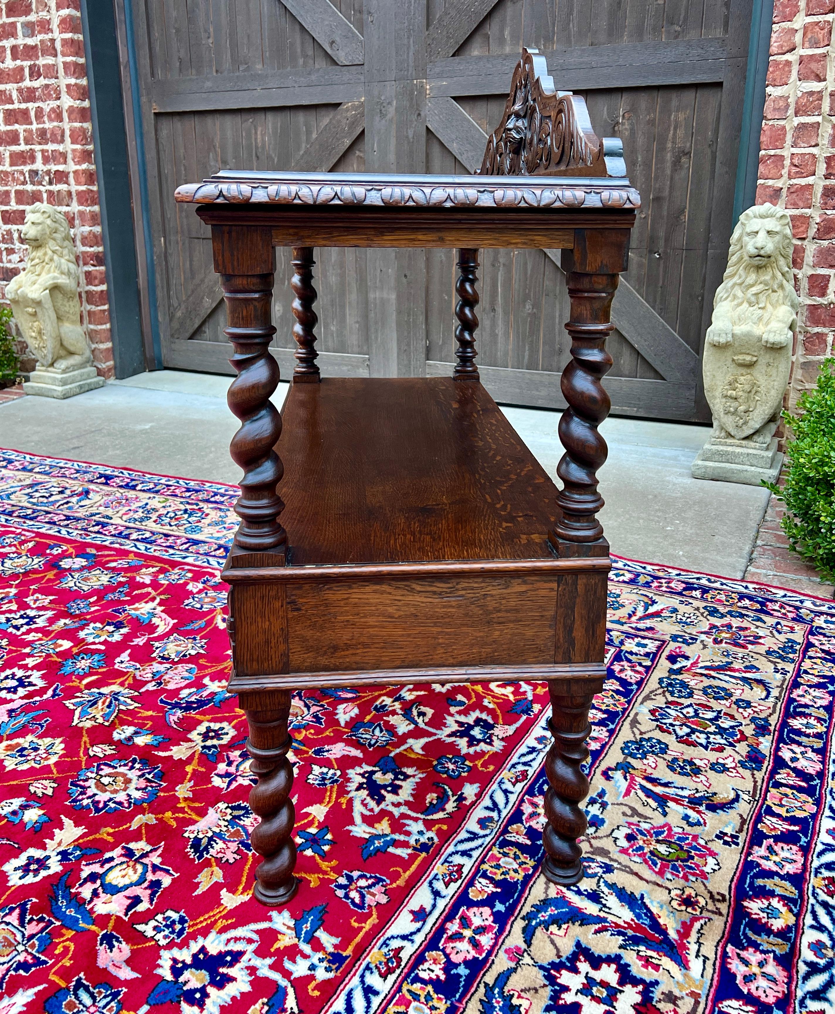 Francese Antique French Sideboard Server Console Sofa Table Barley Twist Tiger Oak 19C in vendita
