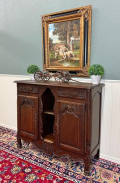 Antique French Sideboard Server Display Cabinet Carved Oak Louis XV c.1920s-30s
