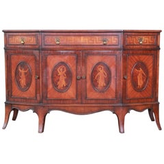 Antique French Sideboard With Inlaid Marquetry Lady Figures