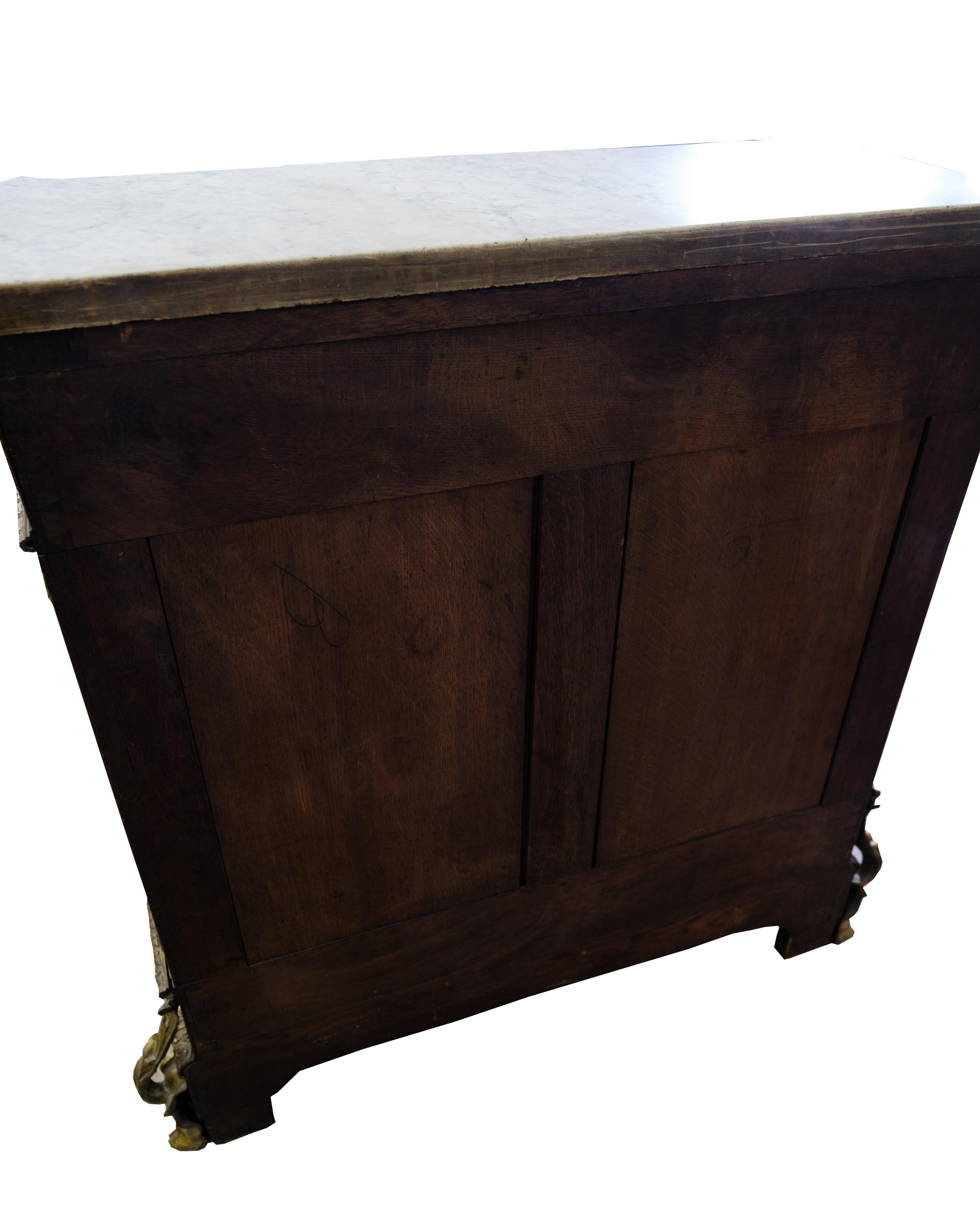 Antique French Sideboard With Marble Plate, Intarsia & Bronze 6