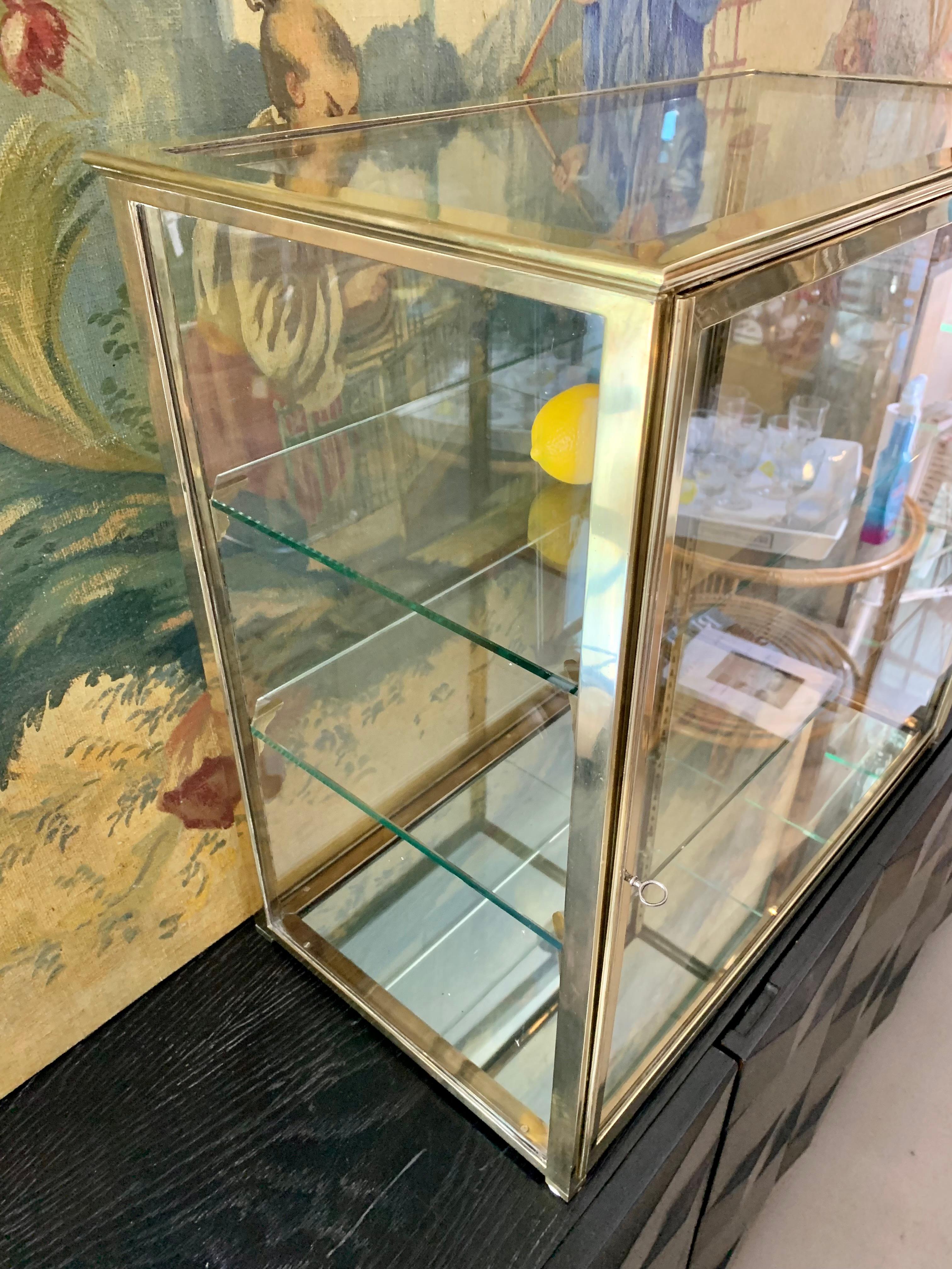 Antique French Siegel Brass Display Cabinet - Vitrine In Good Condition In Hellerup, DK