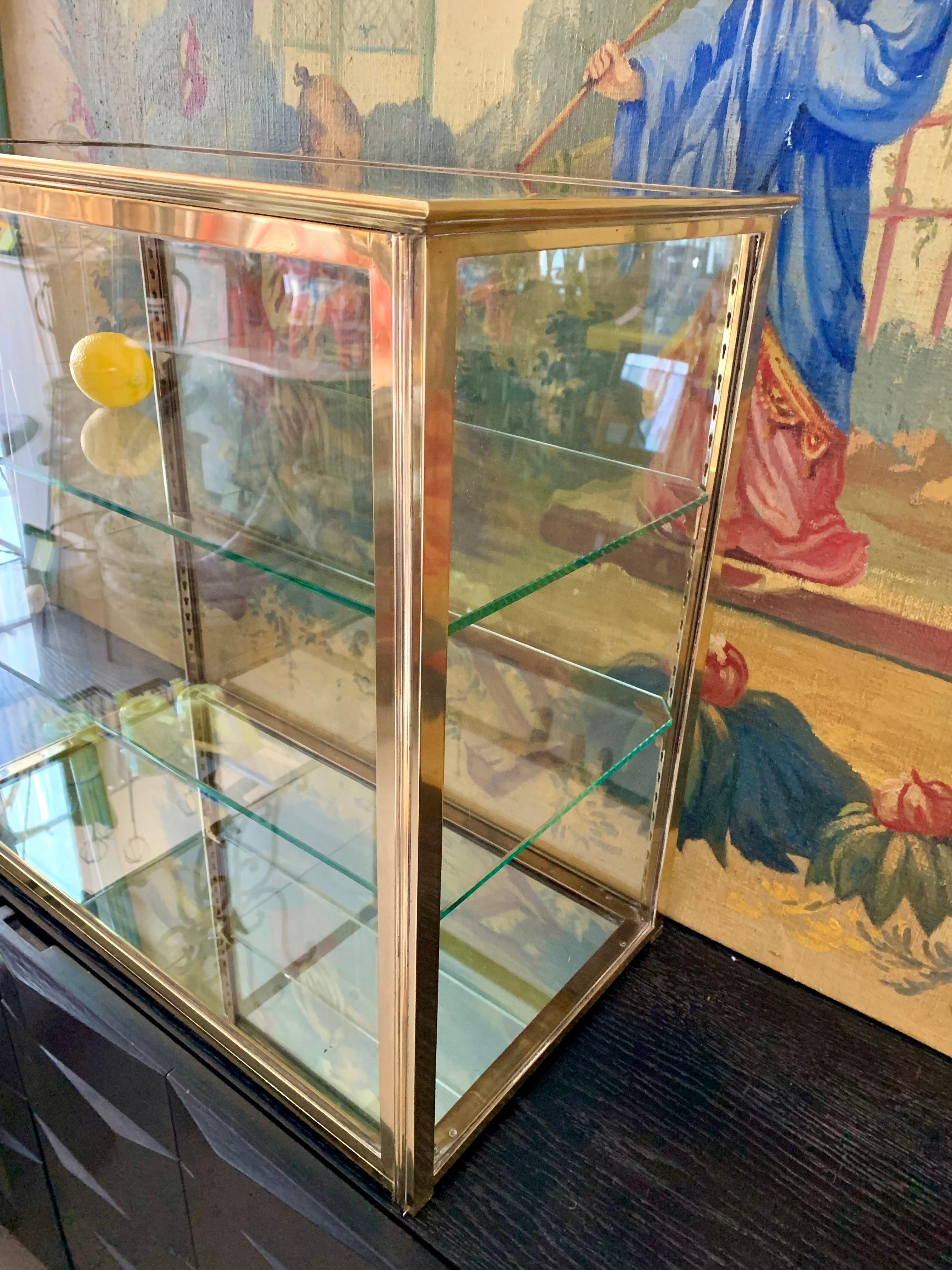 Early 20th Century Antique French Siegel Brass Display Cabinet - Vitrine