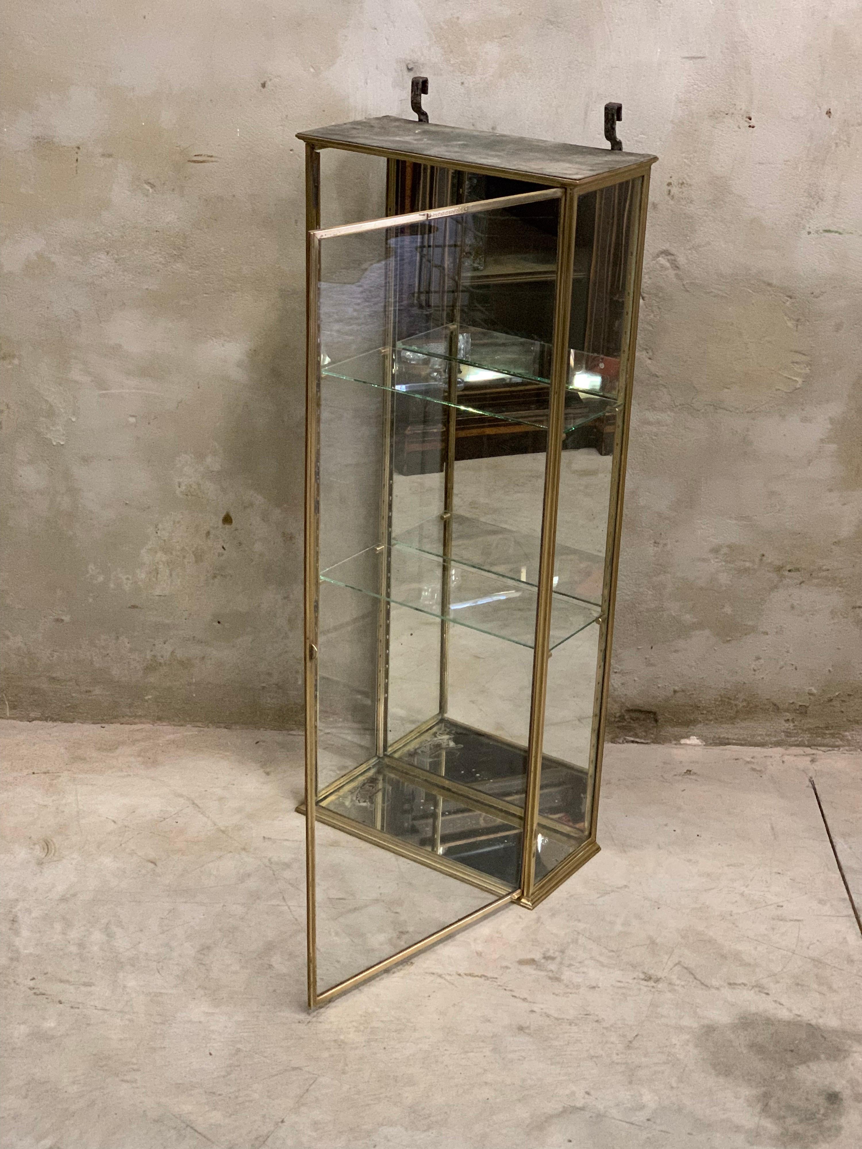Antique French Siégèl Paris brass display cabinet. Early 1900's 3