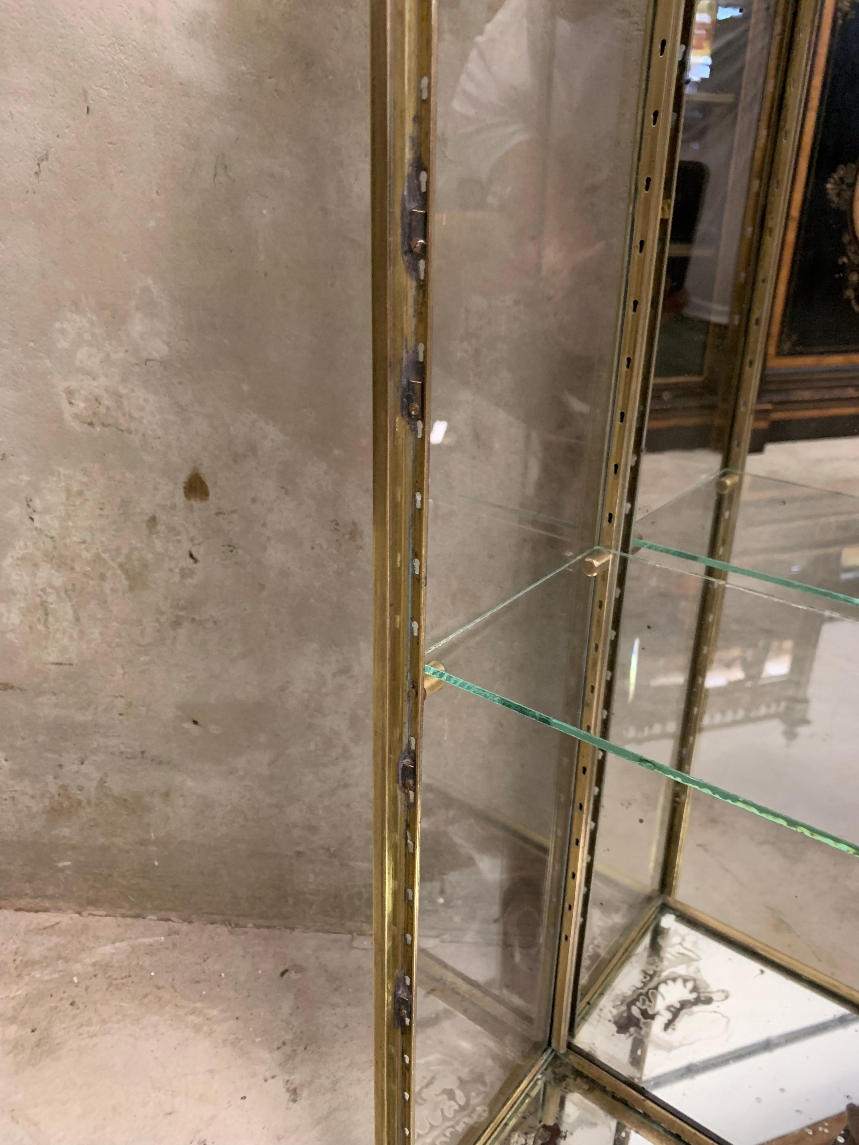 Antique French Siégèl Paris brass display cabinet. Early 1900's 4