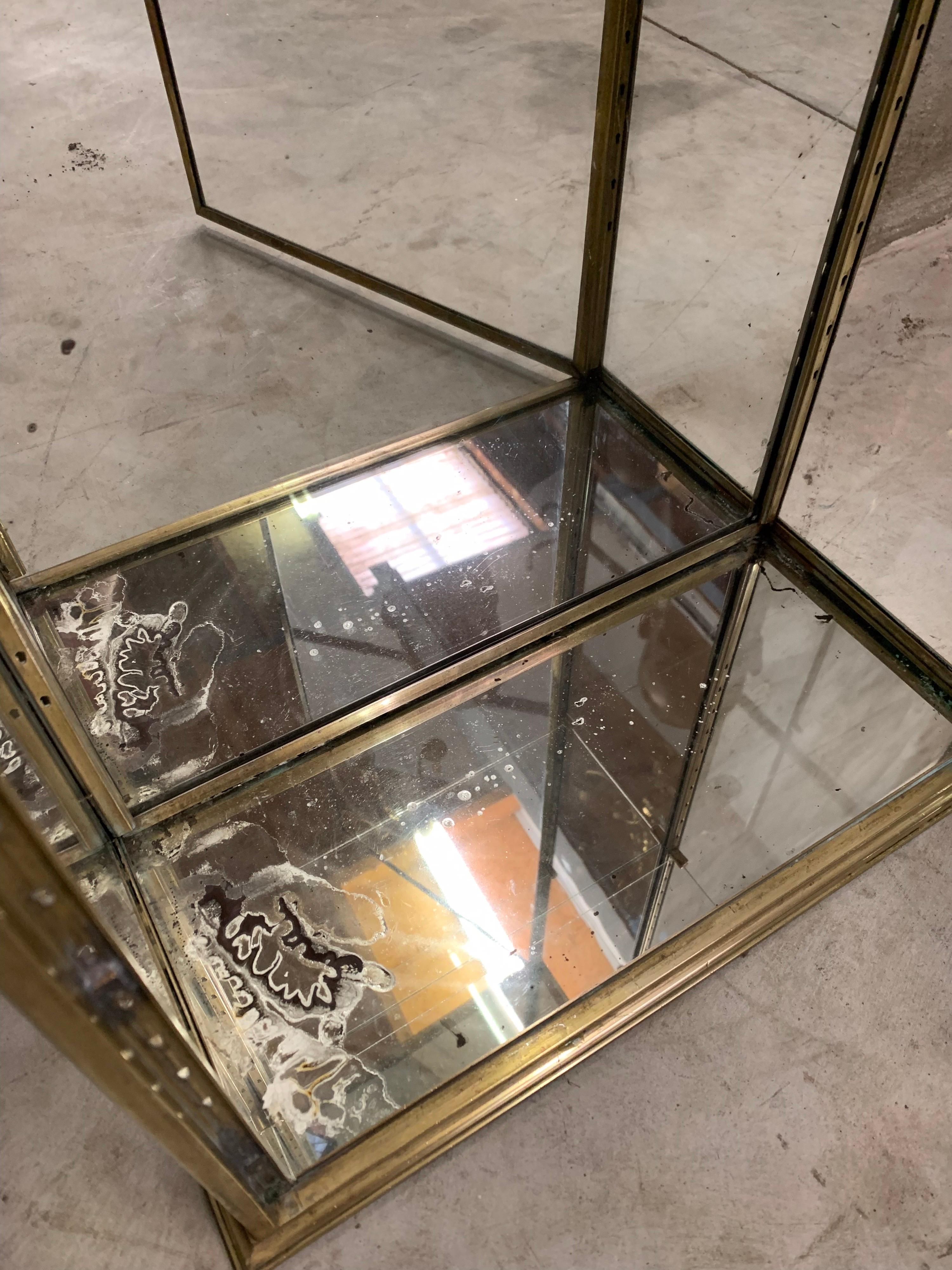 Antique French Siégèl Paris brass display cabinet. Early 1900's 9