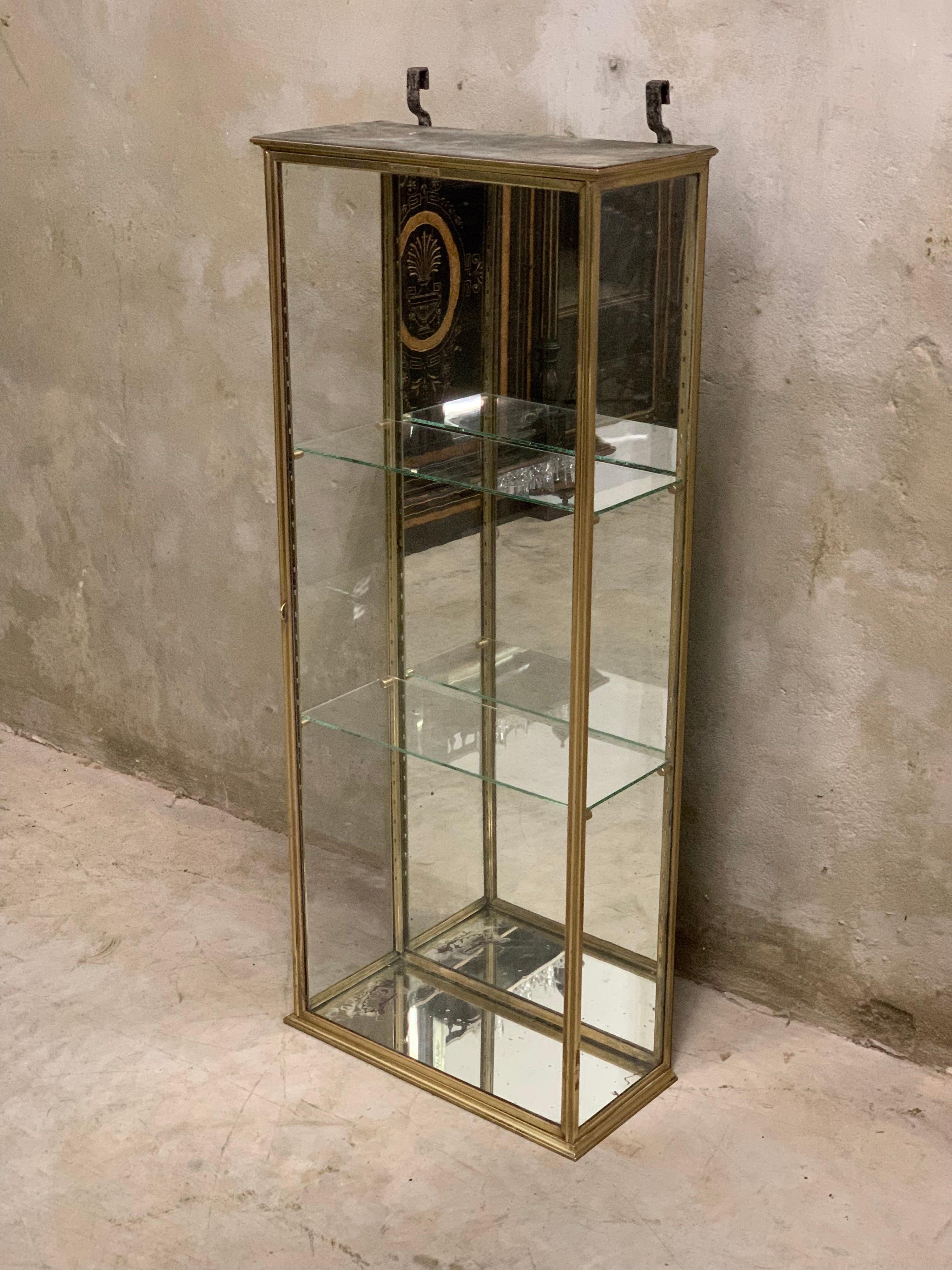 Antique French Siégèl Paris brass display cabinet. Early 1900's 12