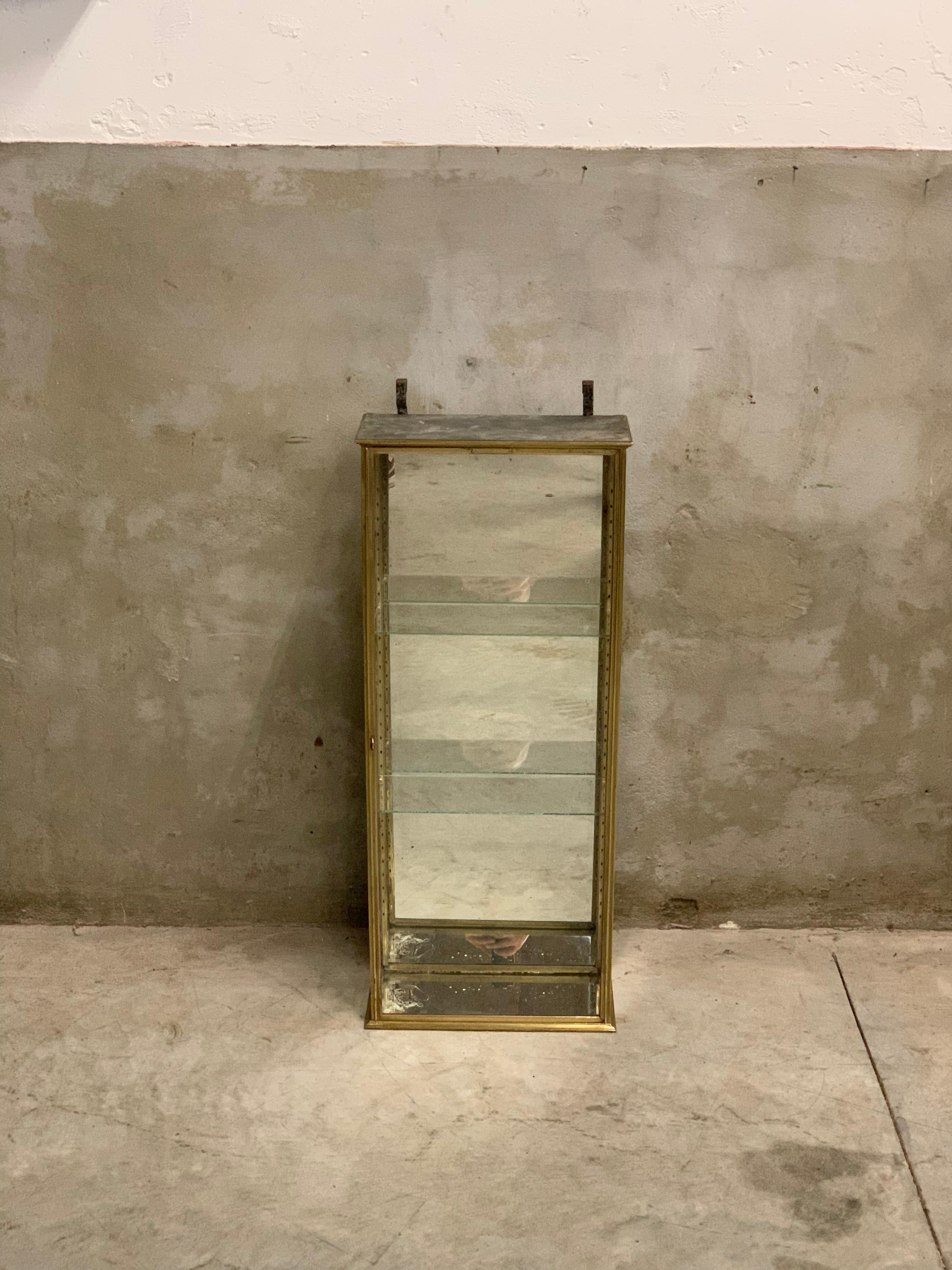 antique brass display cabinet