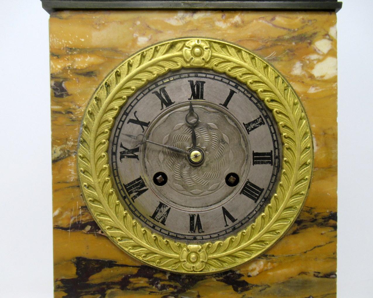Antique French Sienna Marble Clock Silk Suspension Warwick Urn by Honoré Pons 3