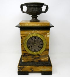 Antique French Sienna Marble Clock Silk Suspension Warwick Urn by Honoré Pons