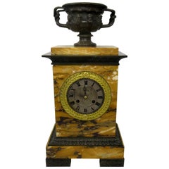 Antique French Sienna Marble Clock Silk Suspension Warwick Urn by Honoré Pons