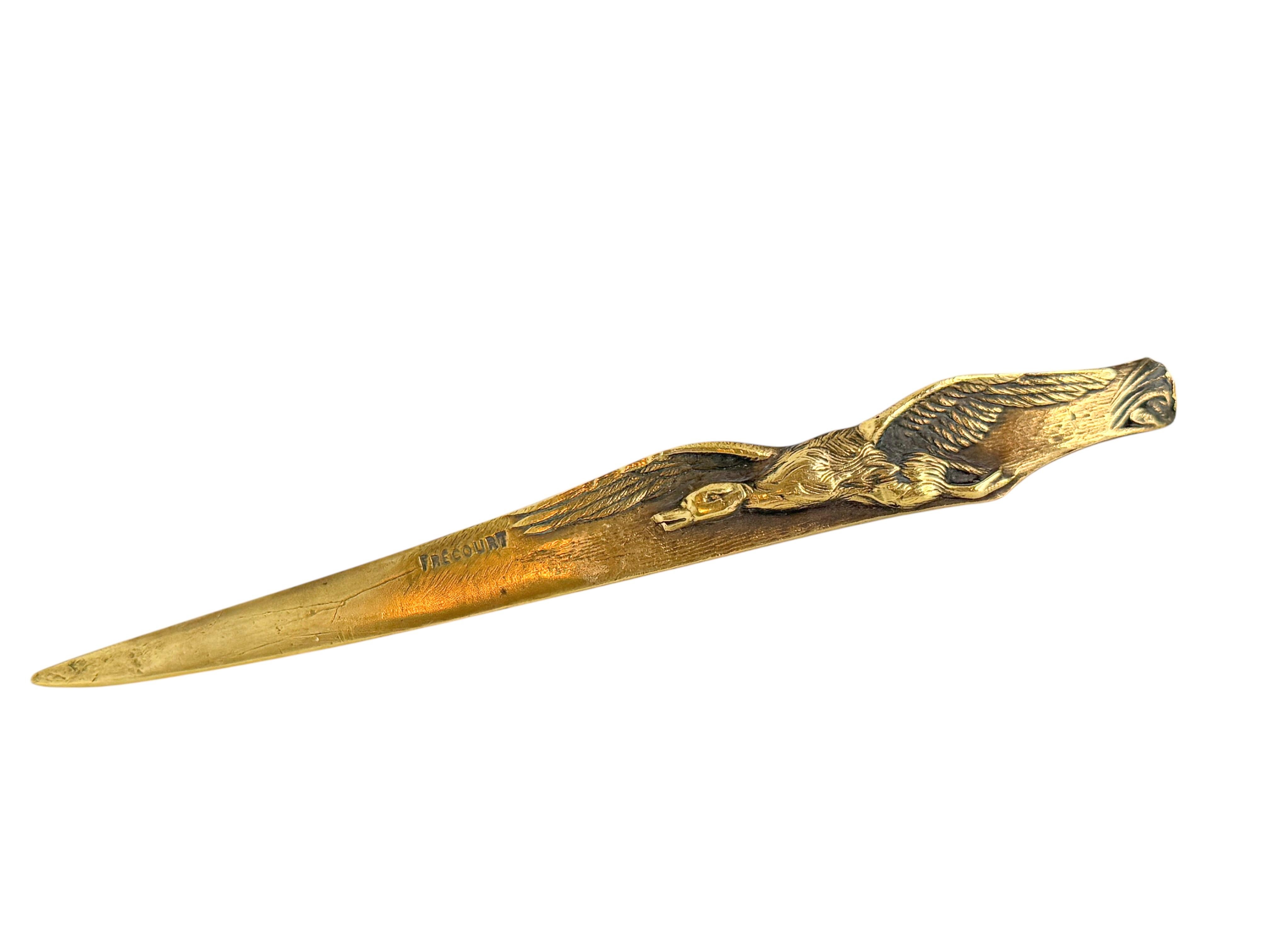 Antique French Signed Art Nouveau Bronze Ente Figur Brieföffner von Frecourt im Zustand „Gut“ im Angebot in Nuernberg, DE