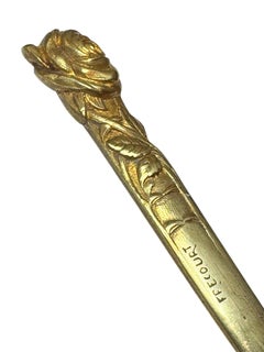 Antique French Signed Art Nouveau Bronze Rose Flower Letter Opener by Frecourt