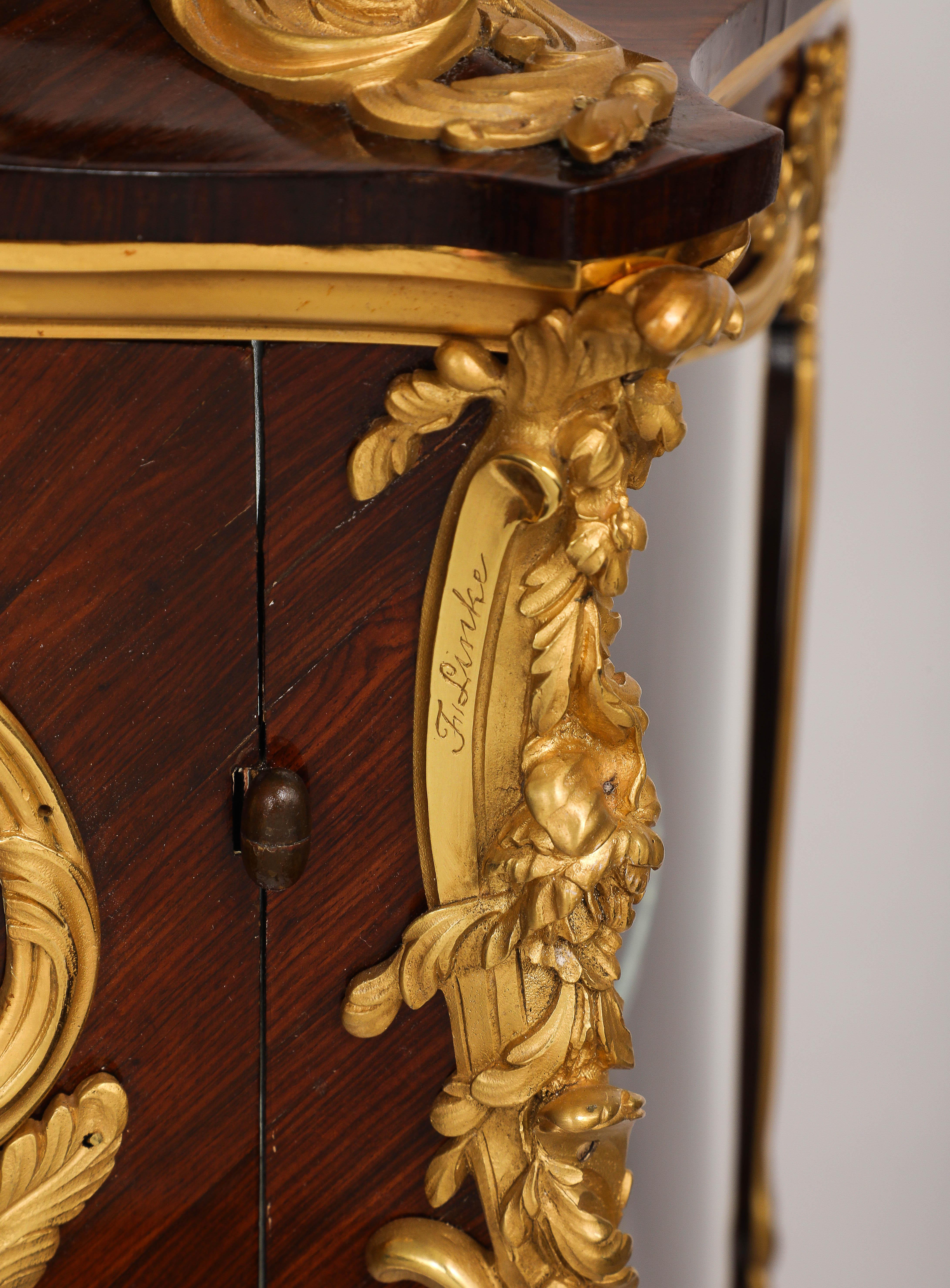 Antique French Signed F. Linke Ormolu Mounted Marble Top Vitrine For Sale 3
