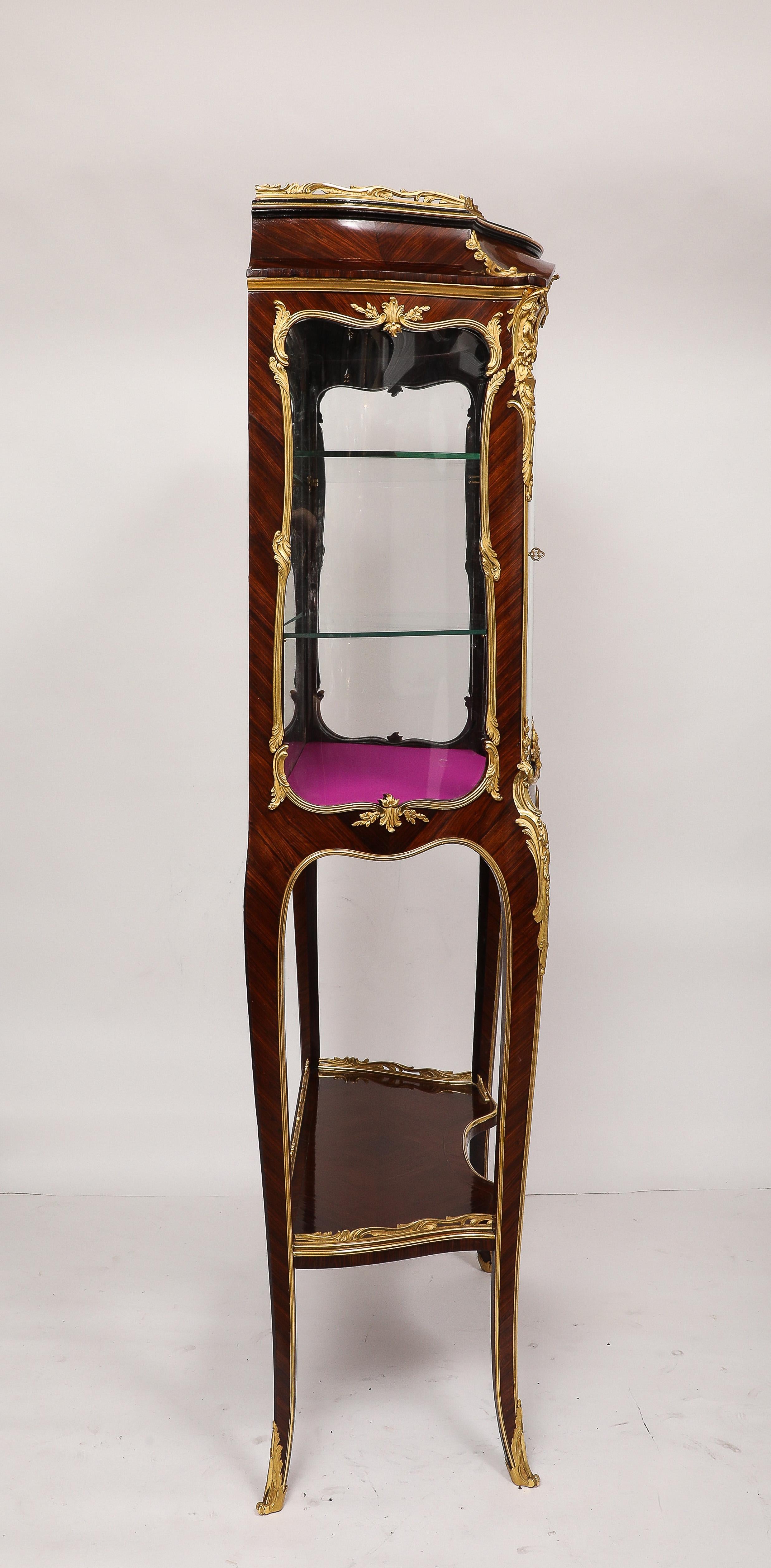Gilt Antique French Signed F. Linke Ormolu Mounted Marble Top Vitrine For Sale