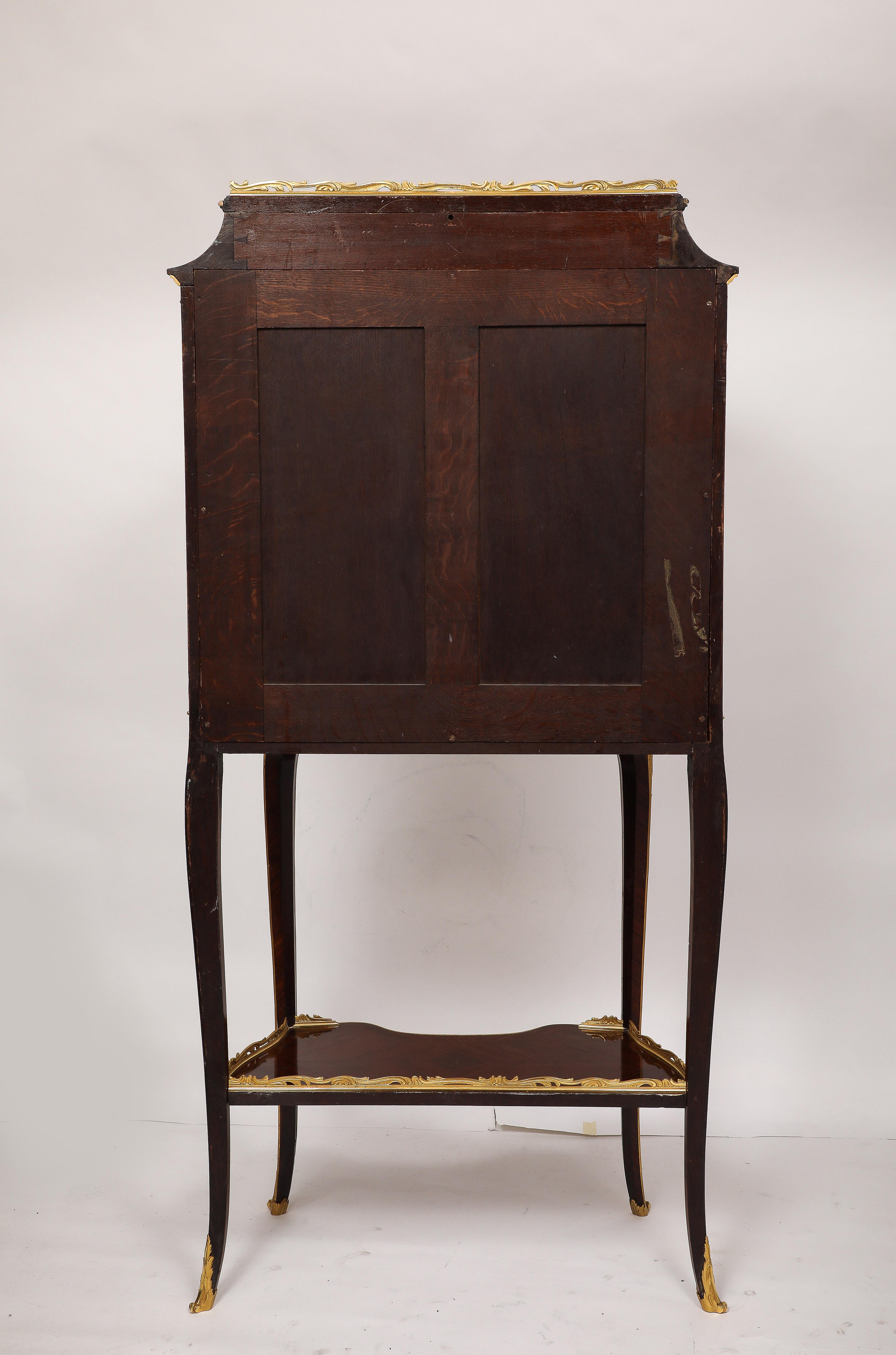 19th Century Antique French Signed F. Linke Ormolu Mounted Marble Top Vitrine For Sale