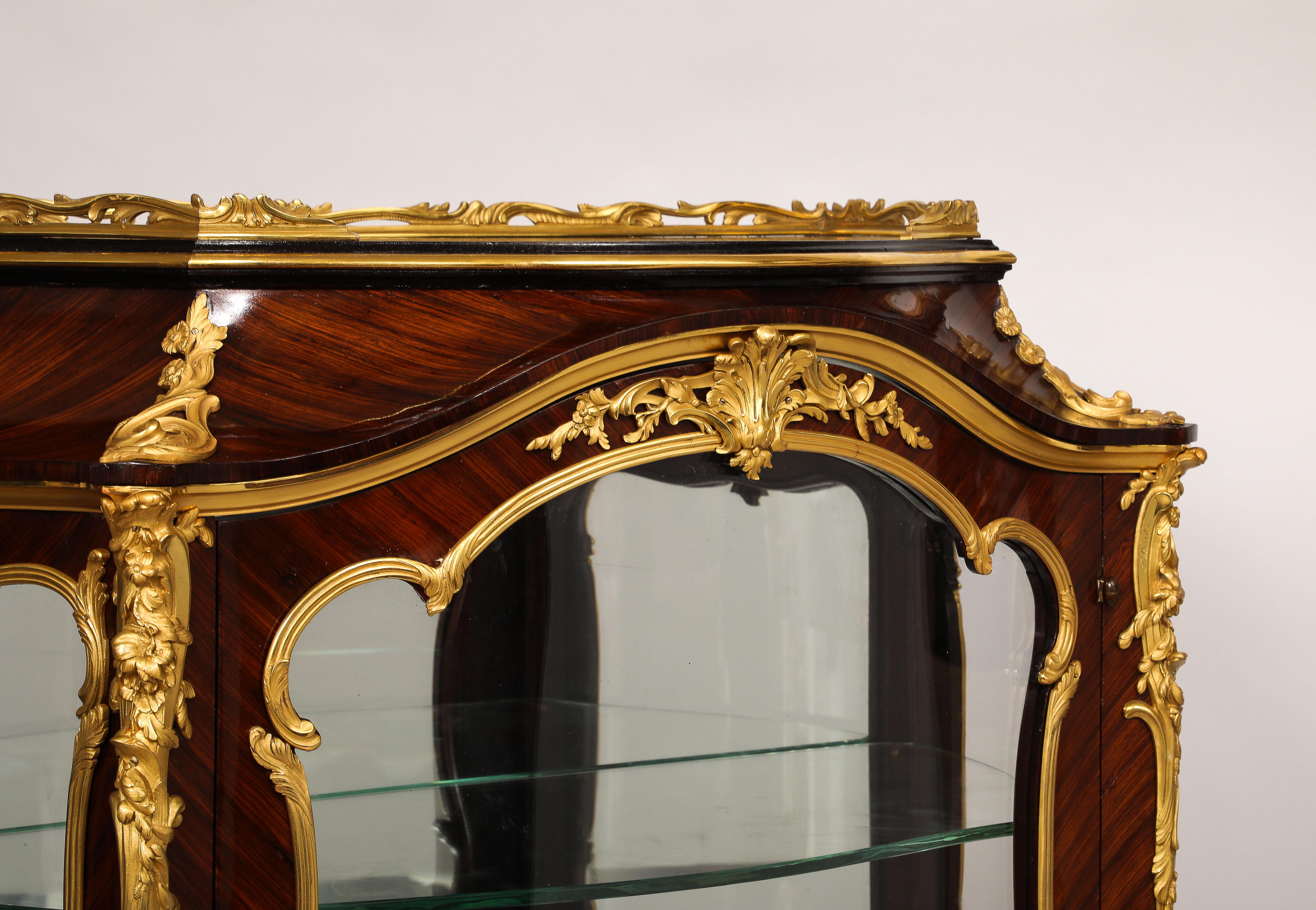 Antique French Signed F. Linke Ormolu Mounted Marble Top Vitrine For Sale 1