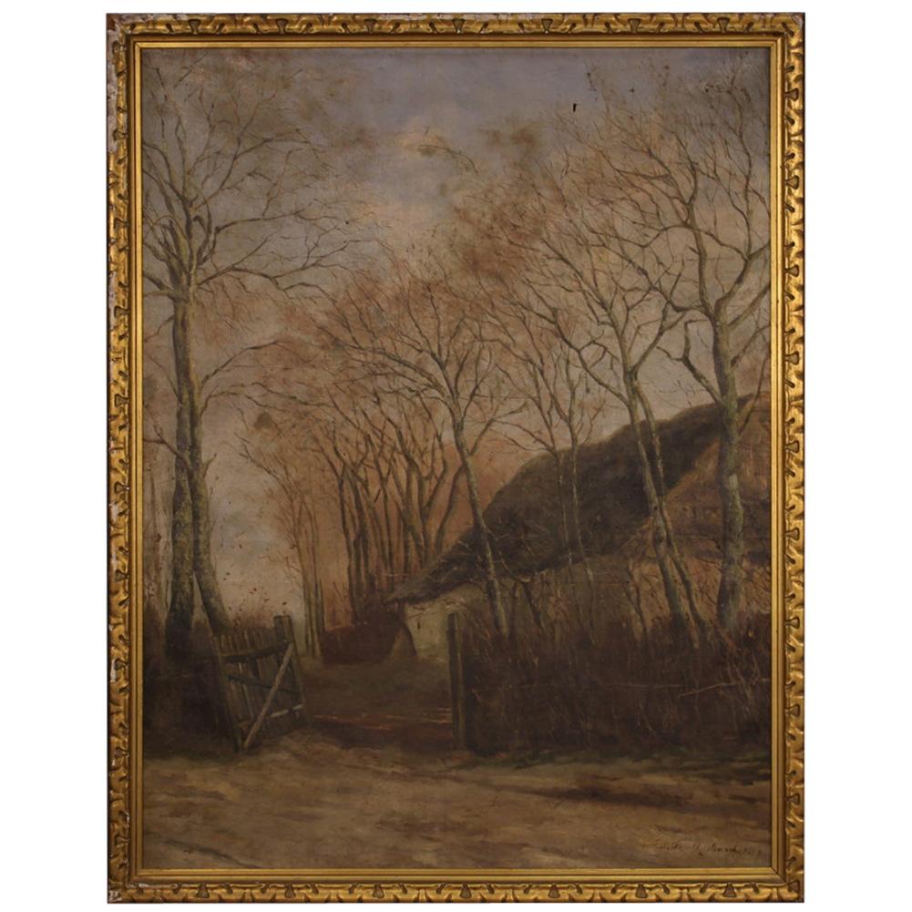 Antique French Signed Landscape Painting from the 19th Century For Sale