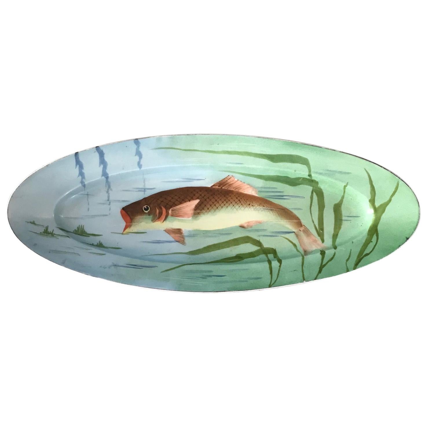 Antique French Signed Limoges Fish Platter