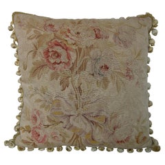 Antique French Silk Aubusson Tapestry Pillow