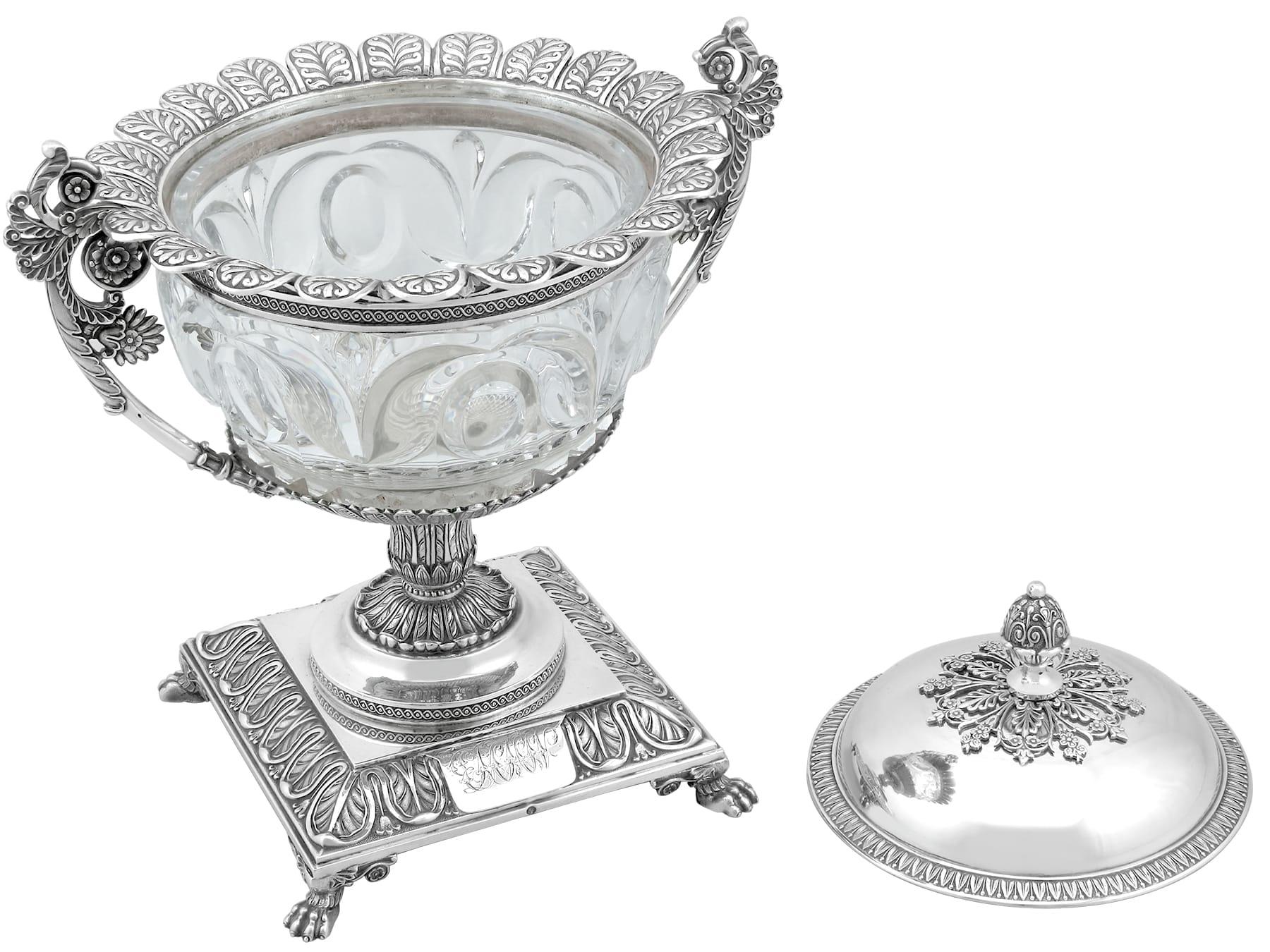 Antique French Silver and Cut Glass Caviar / Serving Dish For Sale 1