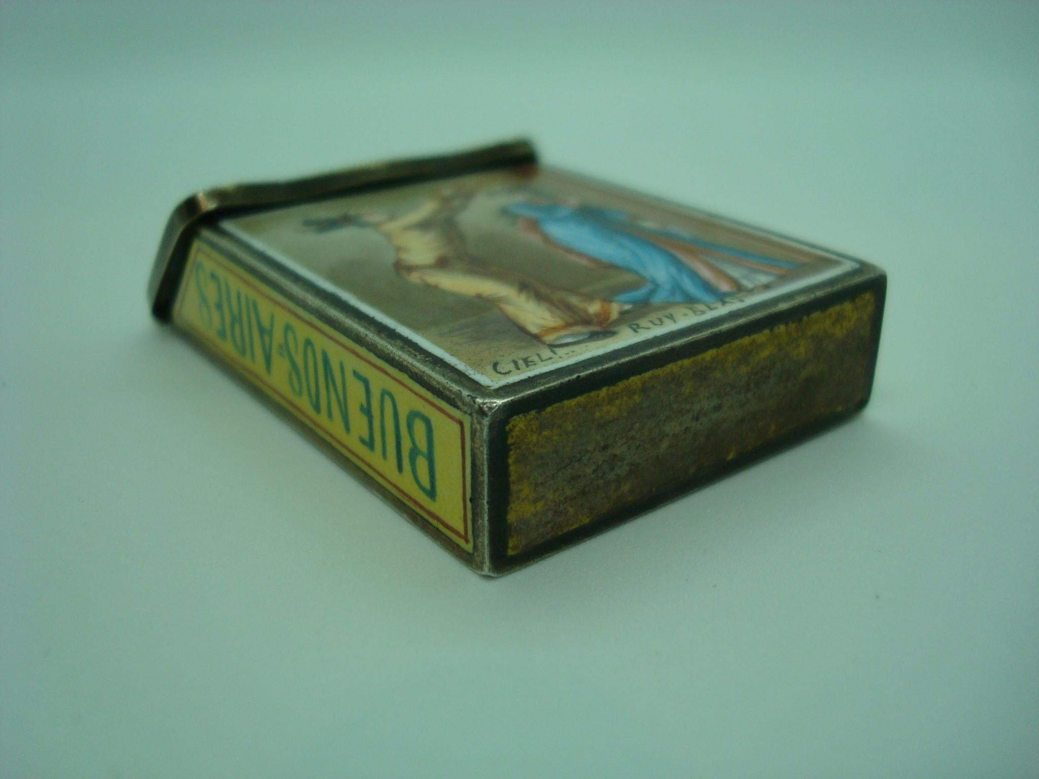 Romantic Antique French Silver and Enamel Vesta Case / Box, circa 1895