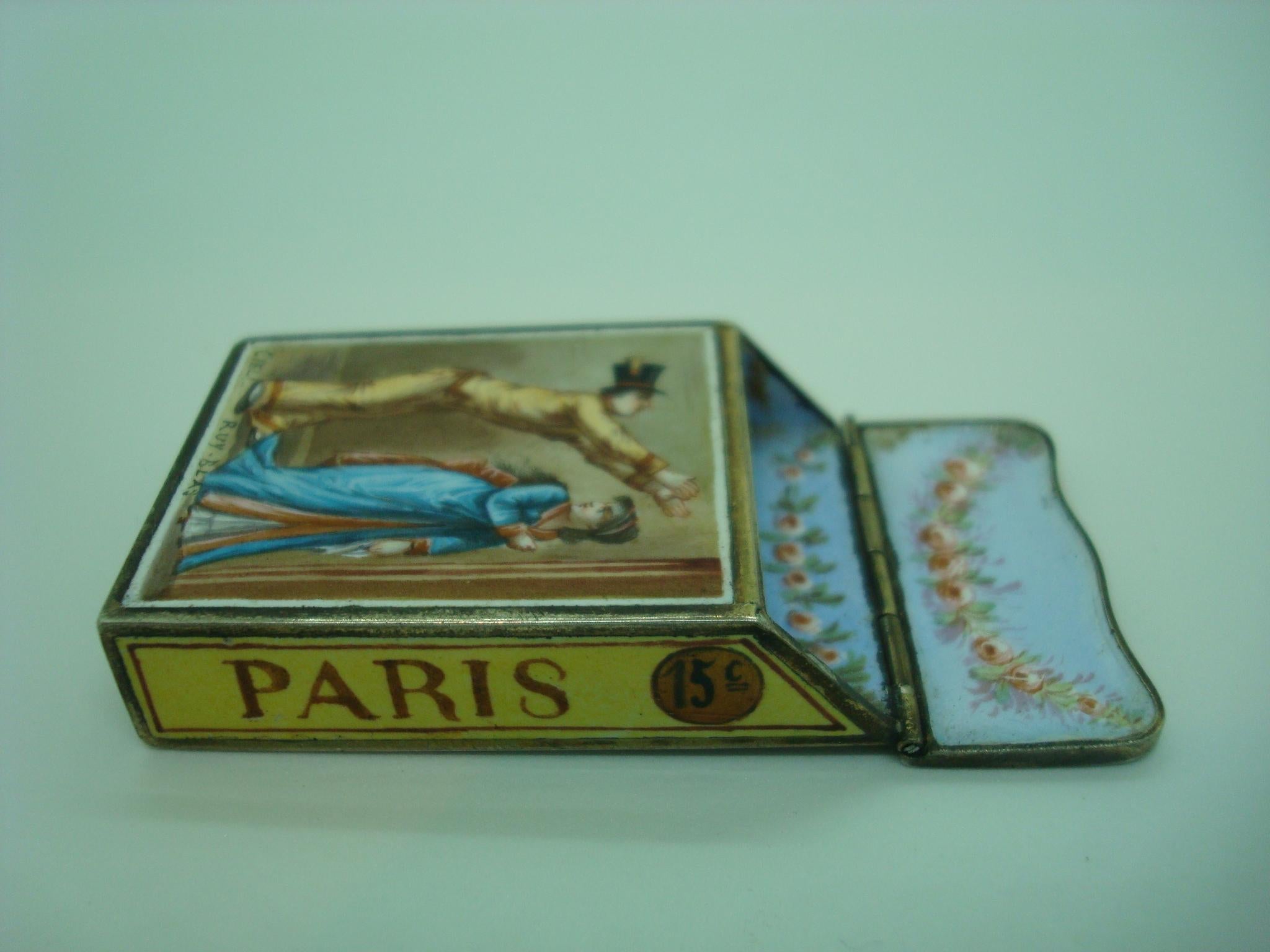 Antique French Silver and Enamel Vesta Case / Box, circa 1895 In Good Condition In Buenos Aires, Olivos