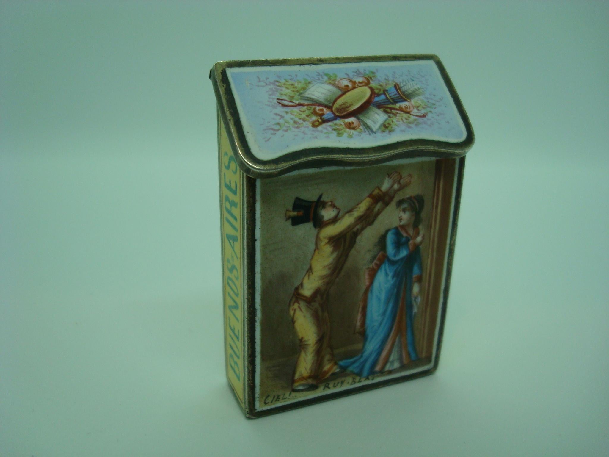 Antique French Silver and Enamel Vesta Case / Box, circa 1895 1