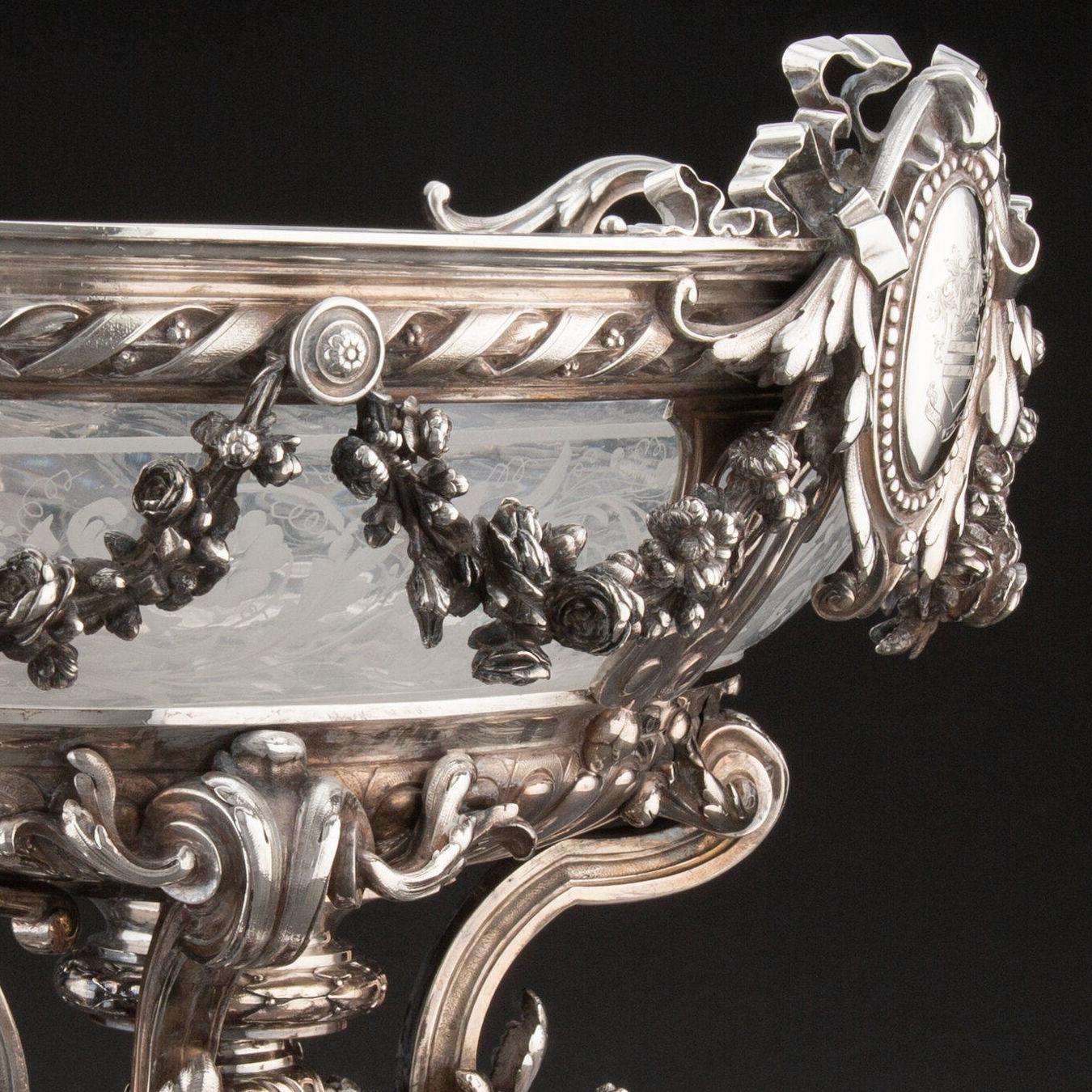 Antique French Silver and Glass Centerpiece Alexandre-Auguste Turquet 7