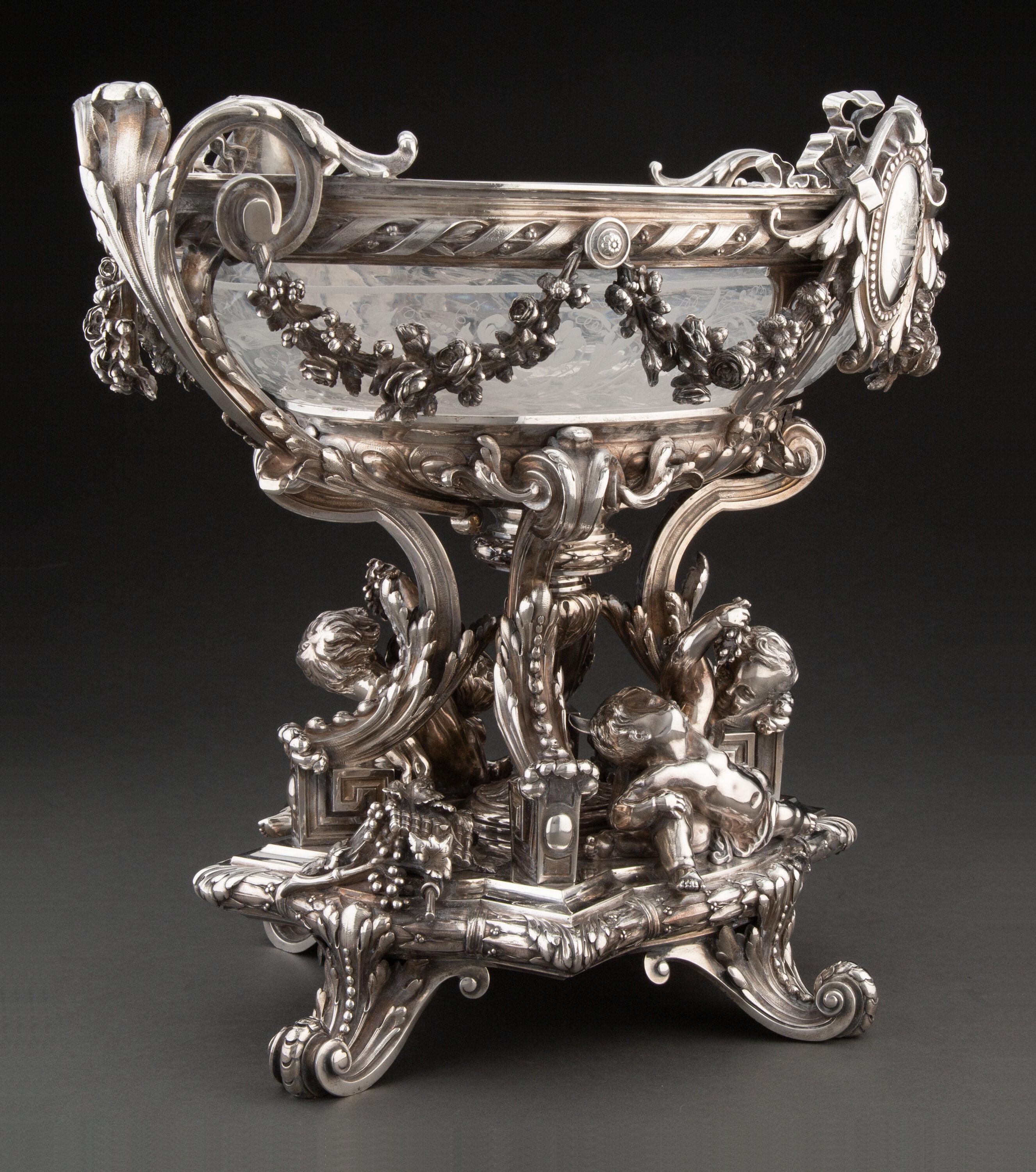Antique French Silver and Glass Centerpiece Alexandre-Auguste Turquet 8