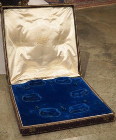 Antique French Silver and Glass Salt Cellar Set, Charles Dubret, Circa 1890