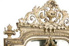 Antique French Silver and Gold Leaf Louis Seize Mirror with Floral Garlands