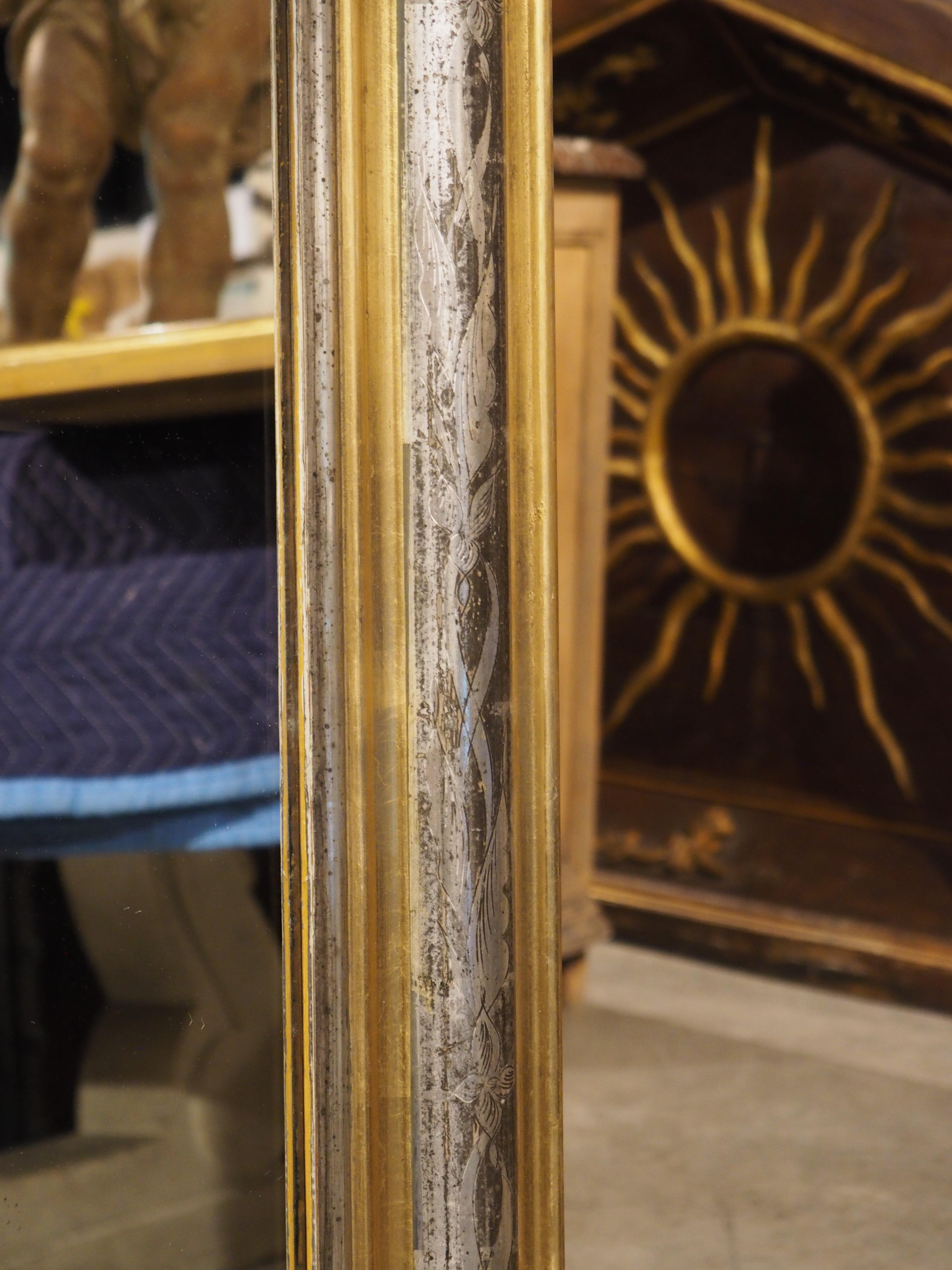Antique French Silver and Gold Louis Philippe Mirror, Floral Decor, Early 20th C 5
