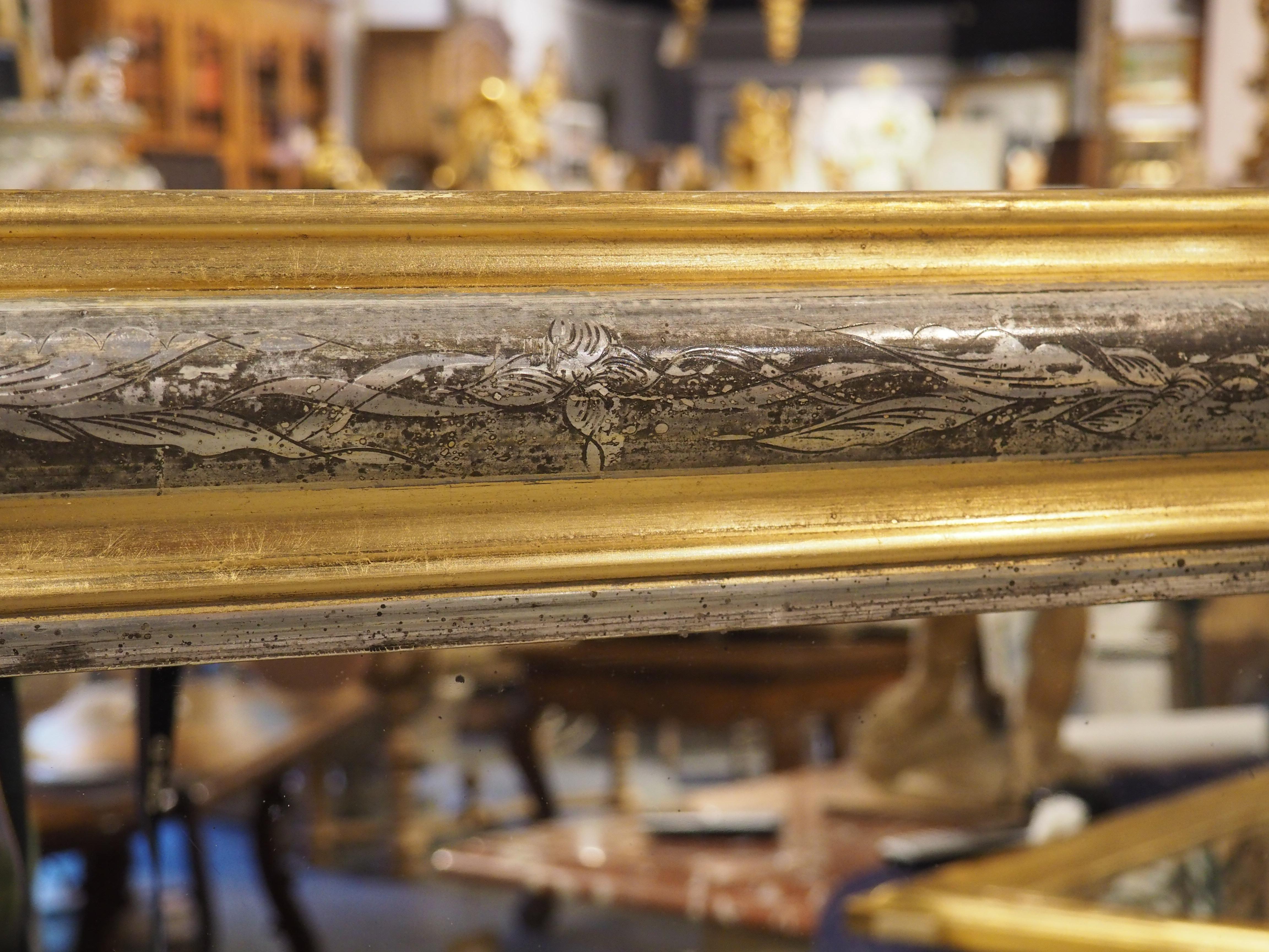 Antique French Silver and Gold Louis Philippe Mirror, Floral Decor, Early 20th C 1