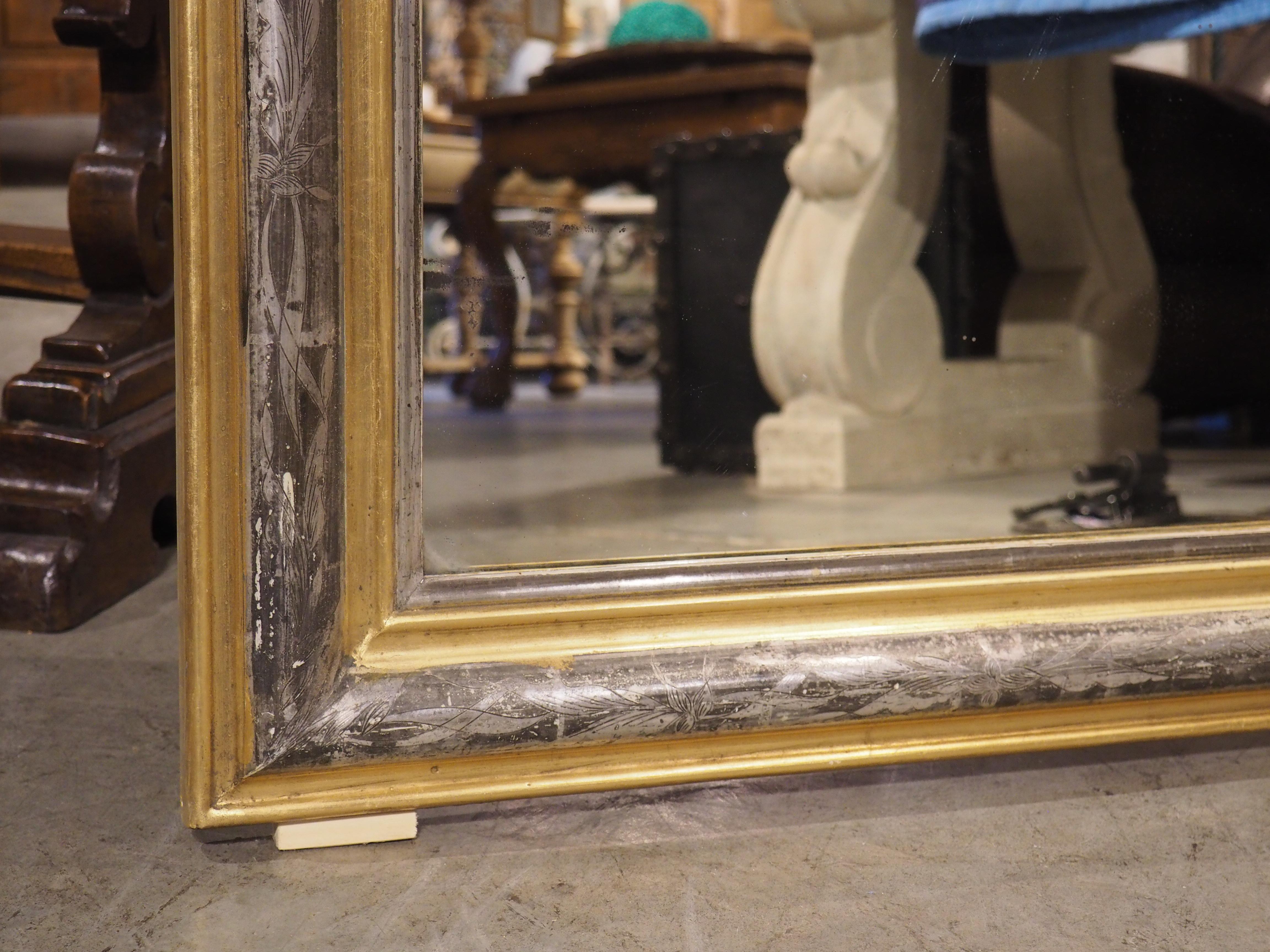 Antique French Silver and Gold Louis Philippe Mirror, Floral Decor, Early 20th C 2