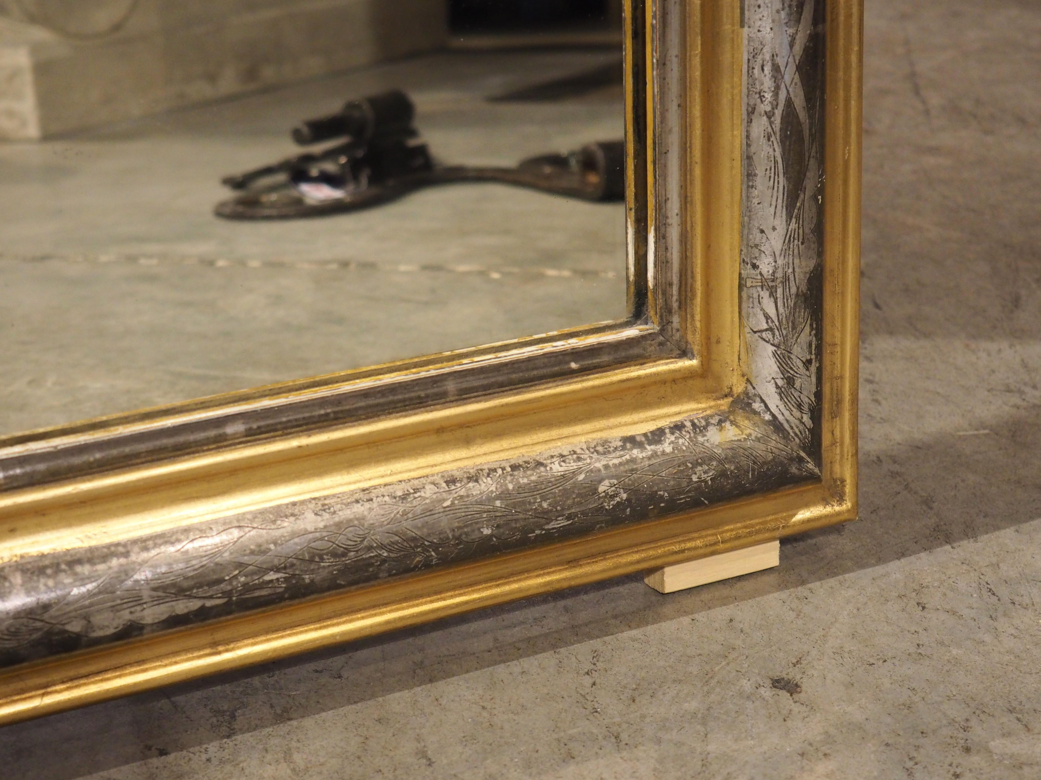 Antique French Silver and Gold Louis Philippe Mirror, Floral Decor, Early 20th C 3
