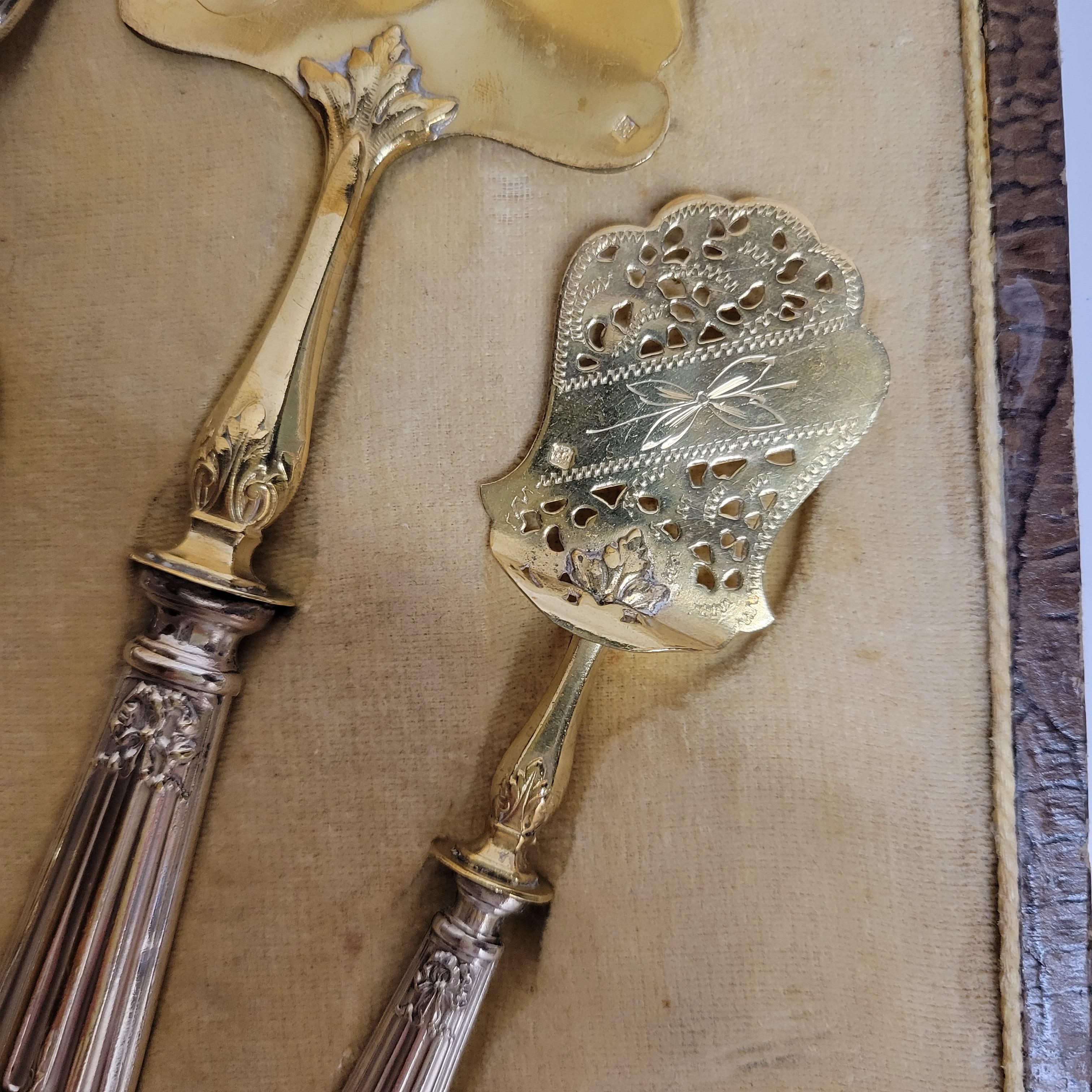 Late 19th Century Antique French Silver and Vermeil Service circa 1875-1880 For Sale