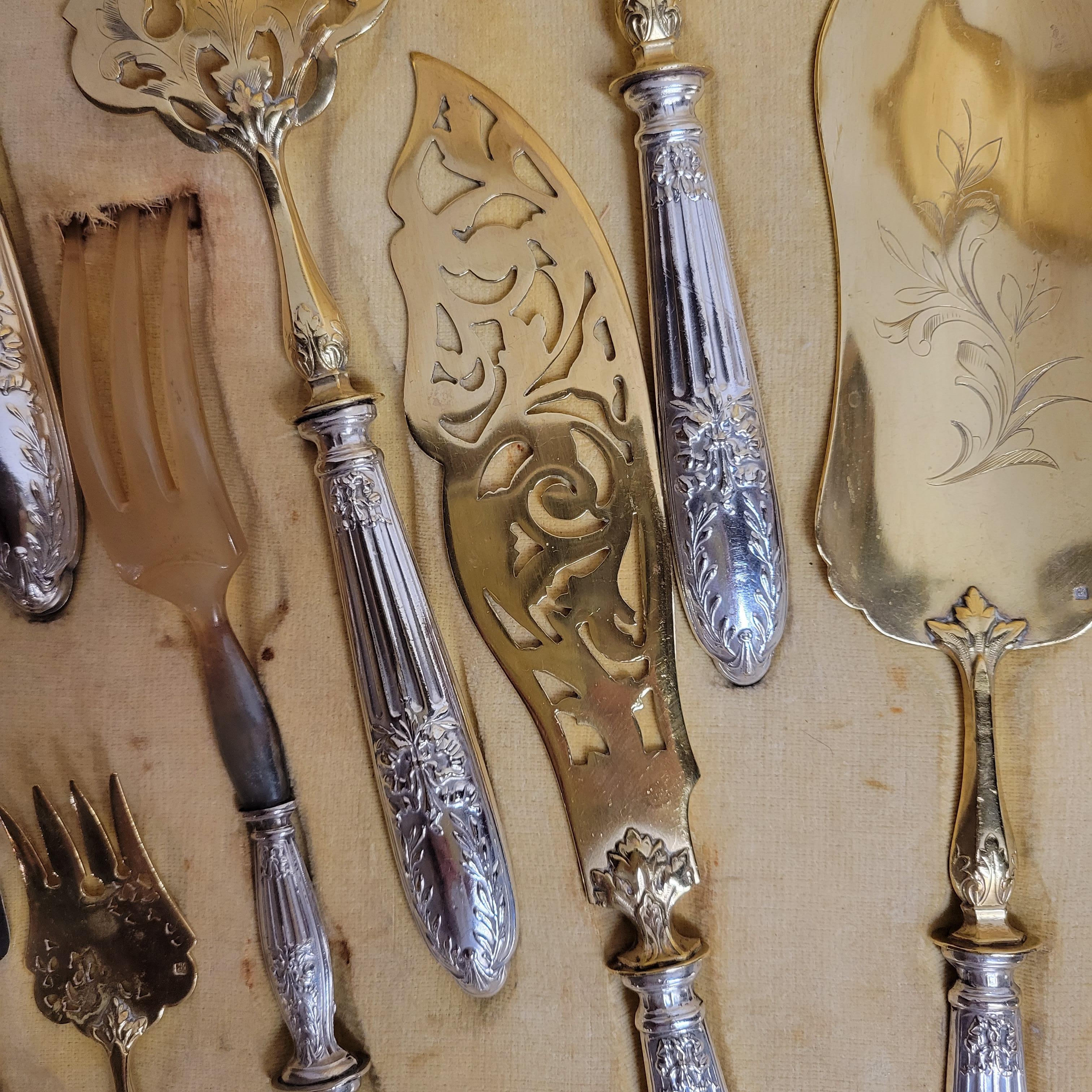 Antique French Silver and Vermeil Service circa 1875-1880 For Sale 3