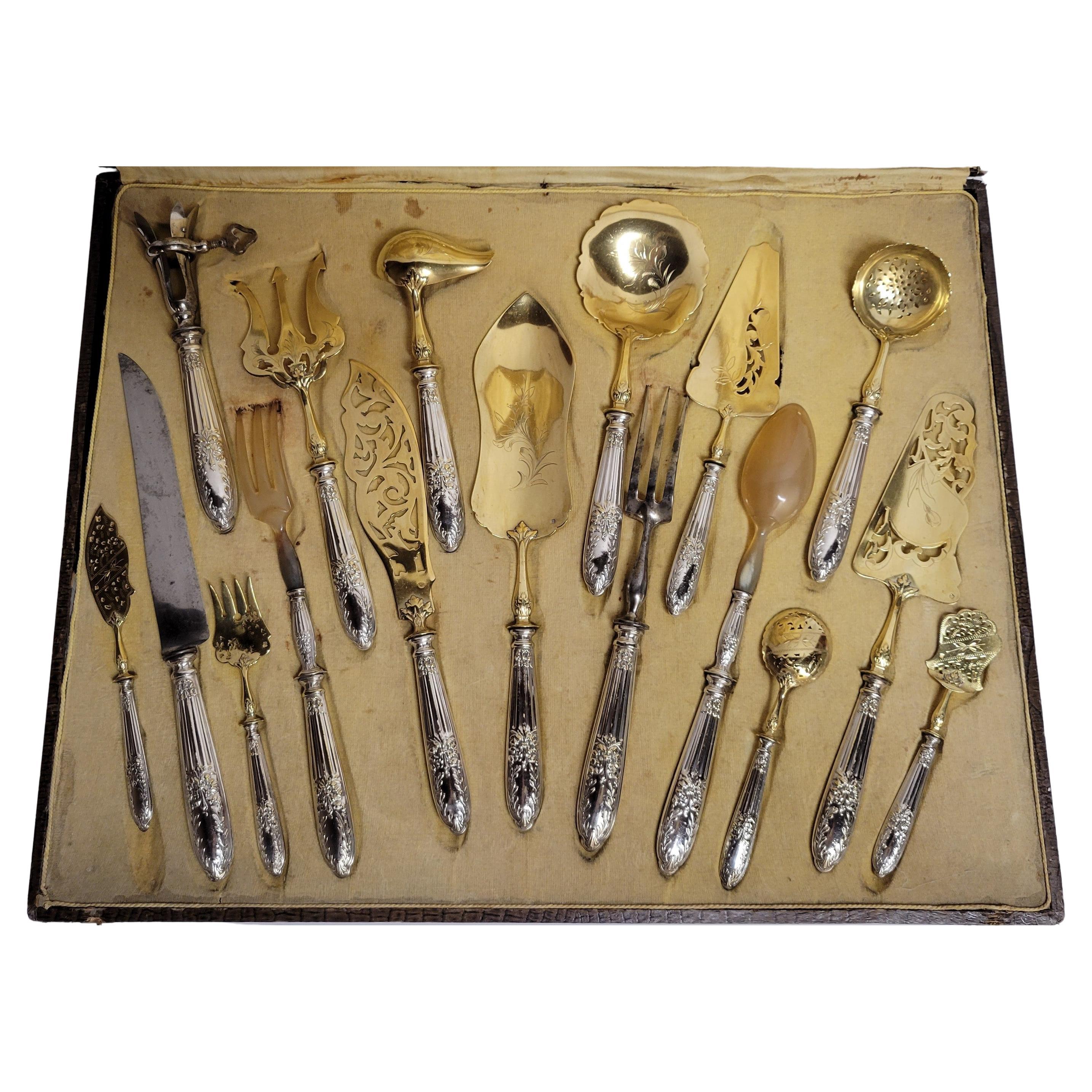 Antique French Silver and Vermeil Service circa 1875-1880 For Sale