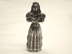 French Silver Bodkin Case in the Shape of a Crinoline Lady, circa 1880, Paris