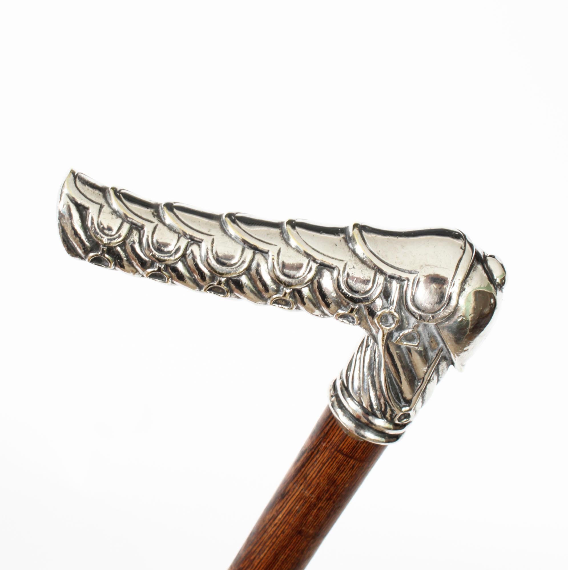 Antique French Silver Capped Saddle & Stirrup Walking Stick Cane 19th Century For Sale 2