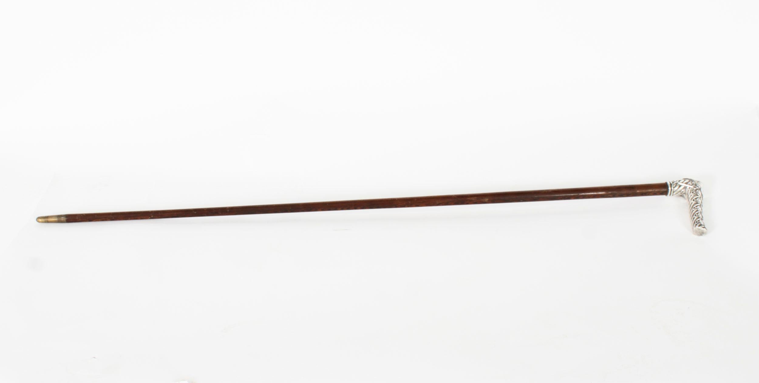 Antique French Silver Capped Saddle & Stirrup Walking Stick Cane 19th Century For Sale 3