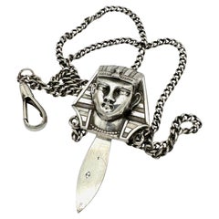 Antique French Plata Chatelaine Pharao Egyptian Revival