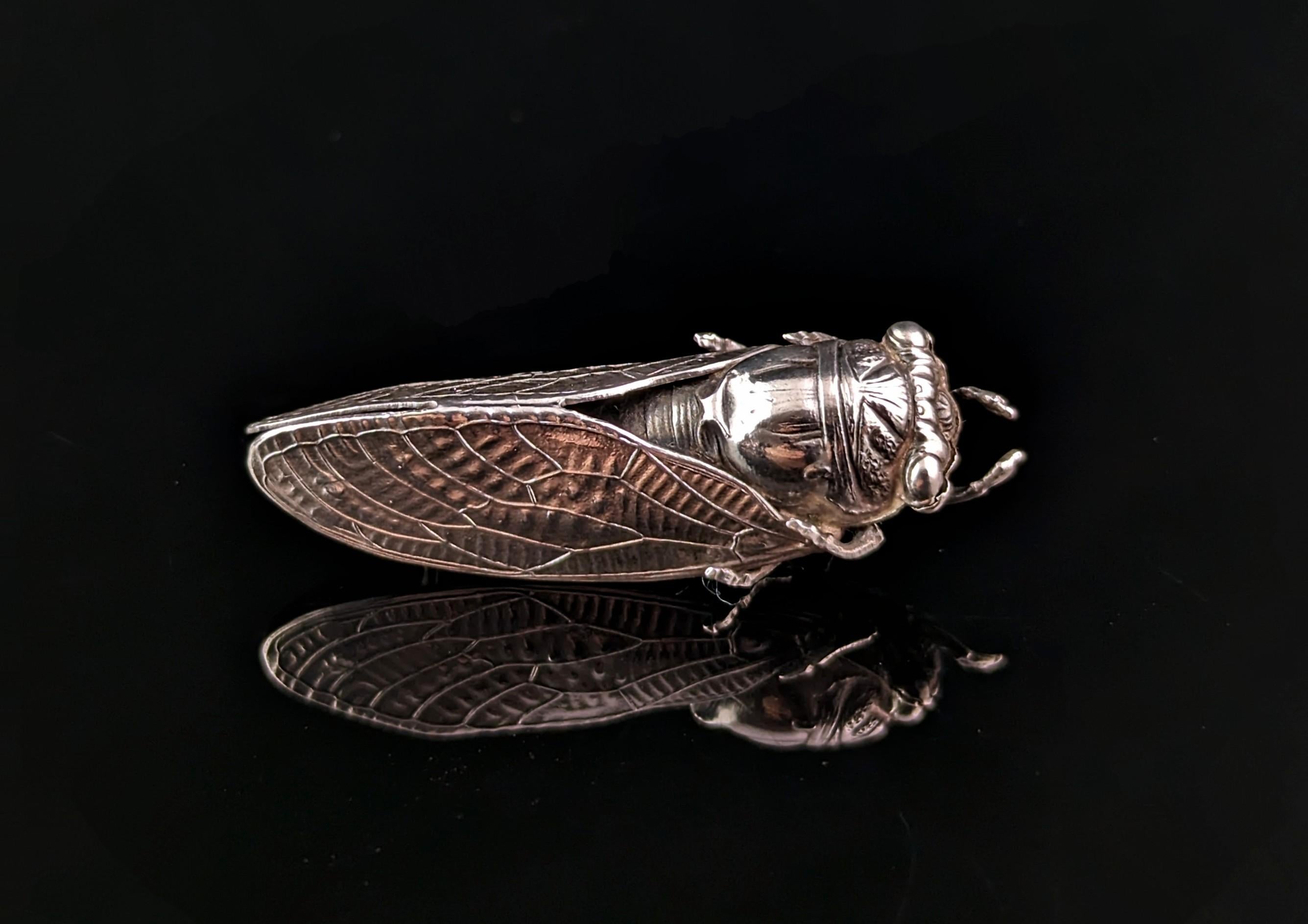 vintage cicada brooch