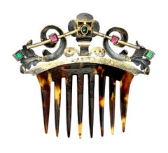 Antique French Silver Coloured Paste Hair Comb Hair Ornament