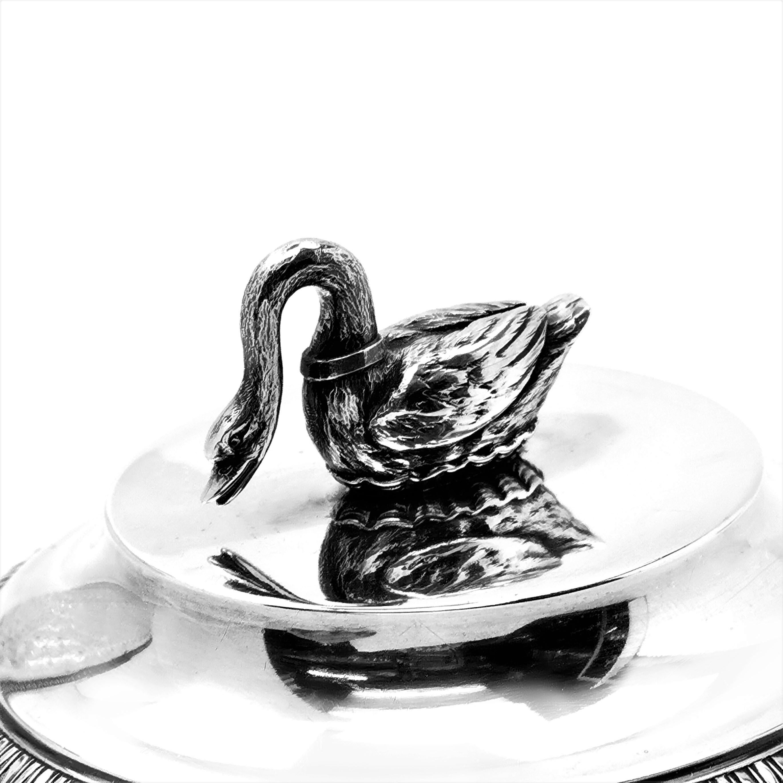 Antique French Silver & Cut Glass Caviar Serving Set Dish Bowl, c. 1910 7