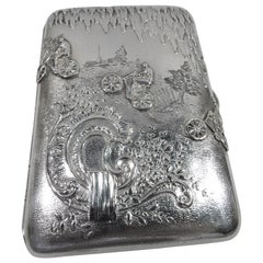 Antique French Silver Cycling Cigarette Case