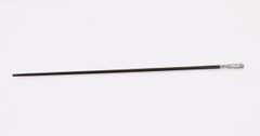 Antique French Silver Ebonized Walking Cane Stick 19th Century 92cm/36.2inches