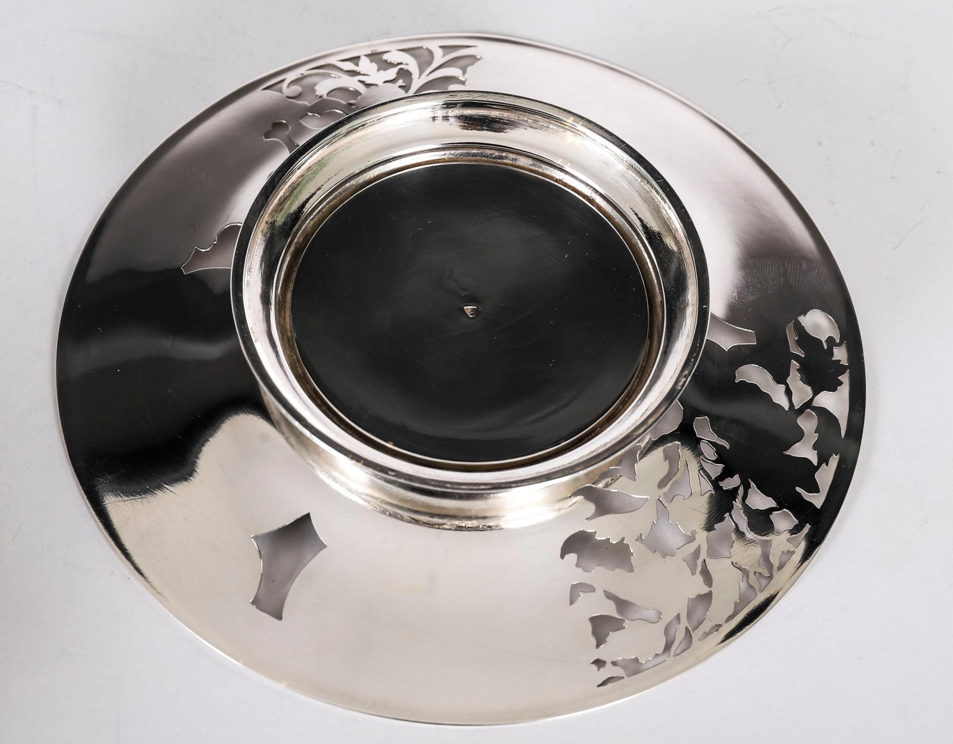 Antique French Silver, piatto da burro in argento inciso e cristallo tagliato del XIX secolo in vendita 2