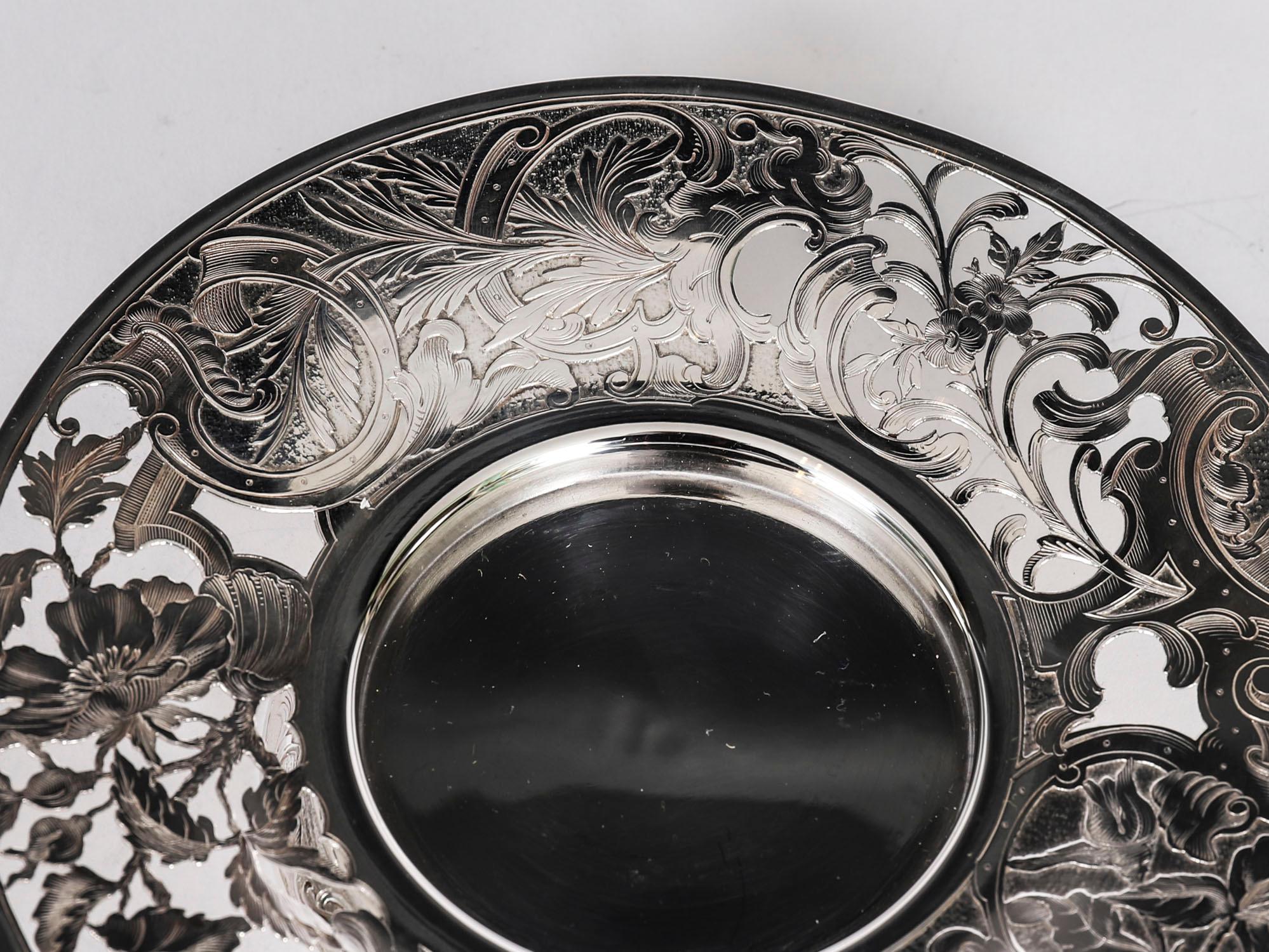 Antique French Silver, piatto da burro in argento inciso e cristallo tagliato del XIX secolo in vendita 4